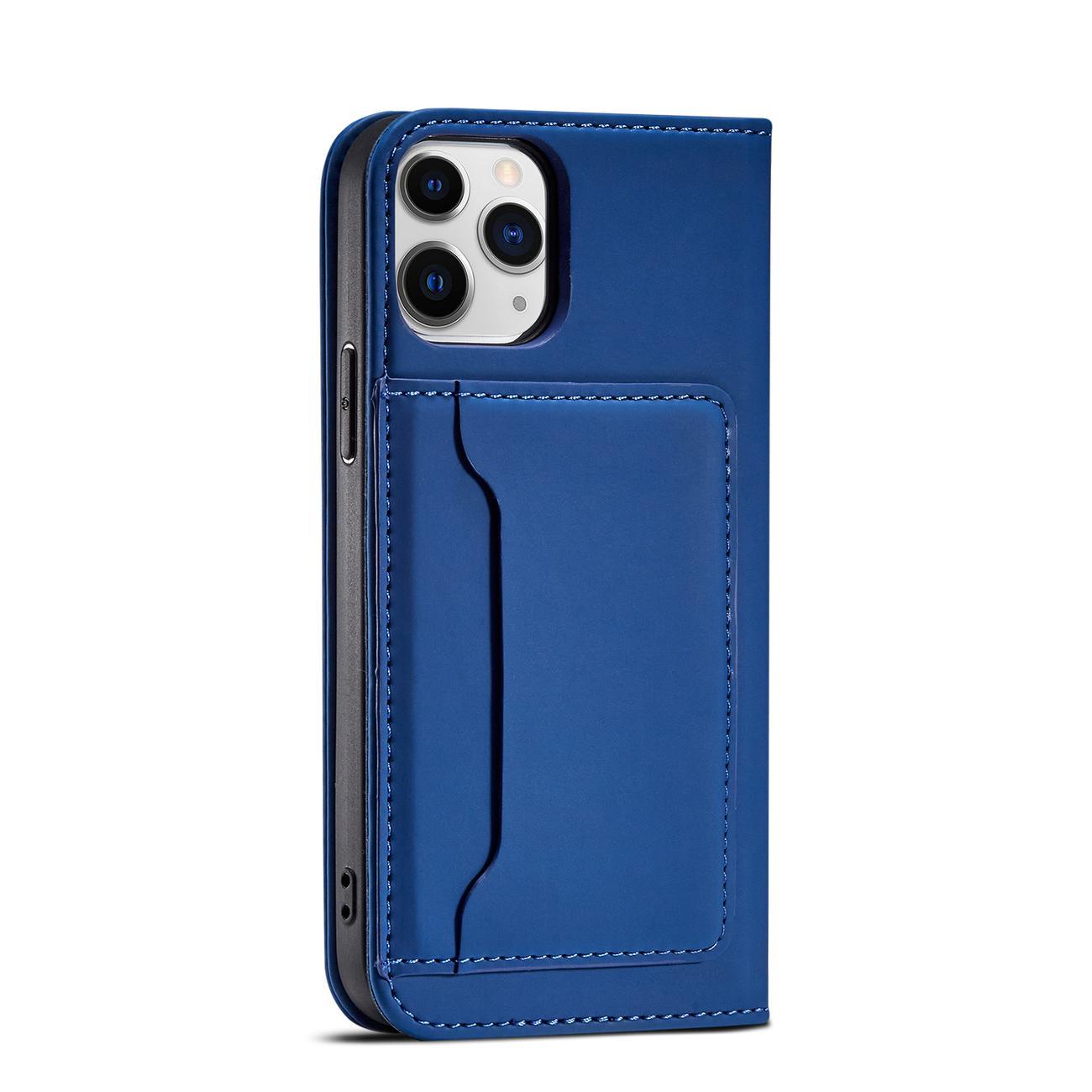 Magnet Kortveske for iPhone 12 Pro deksel kort lommebok kortstativ blå