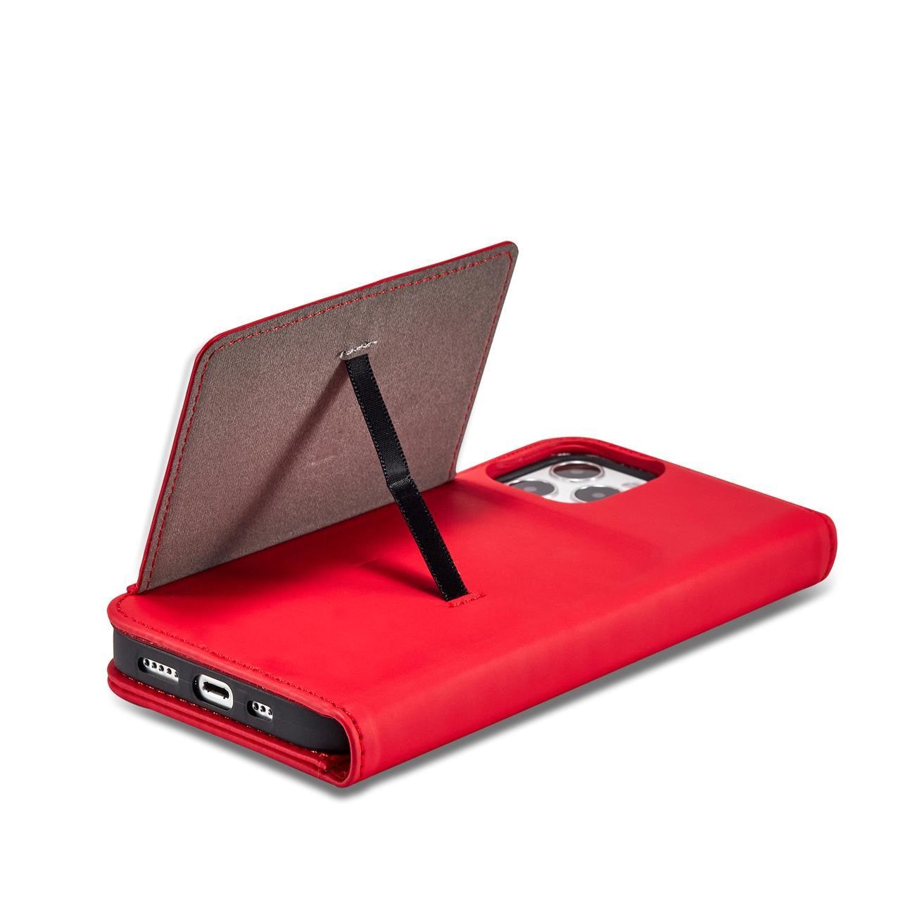 Magnet Kortveske for iPhone 12 Pro Veske Kortlommebok Kortholder Rød