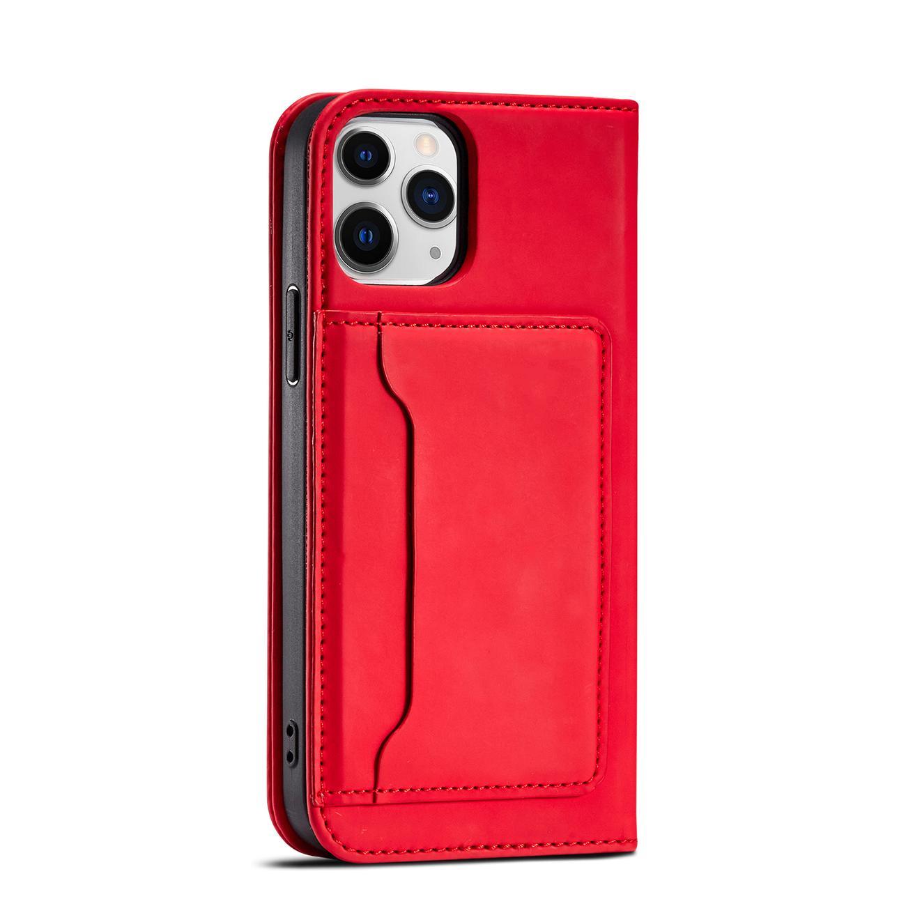 Magnet Kortveske for iPhone 12 Pro Veske Kortlommebok Kortholder Rød