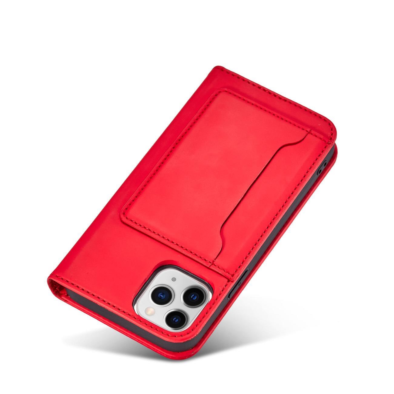 Magnet Kortveske for iPhone 12 Pro Veske Kortlommebok Kortholder Rød