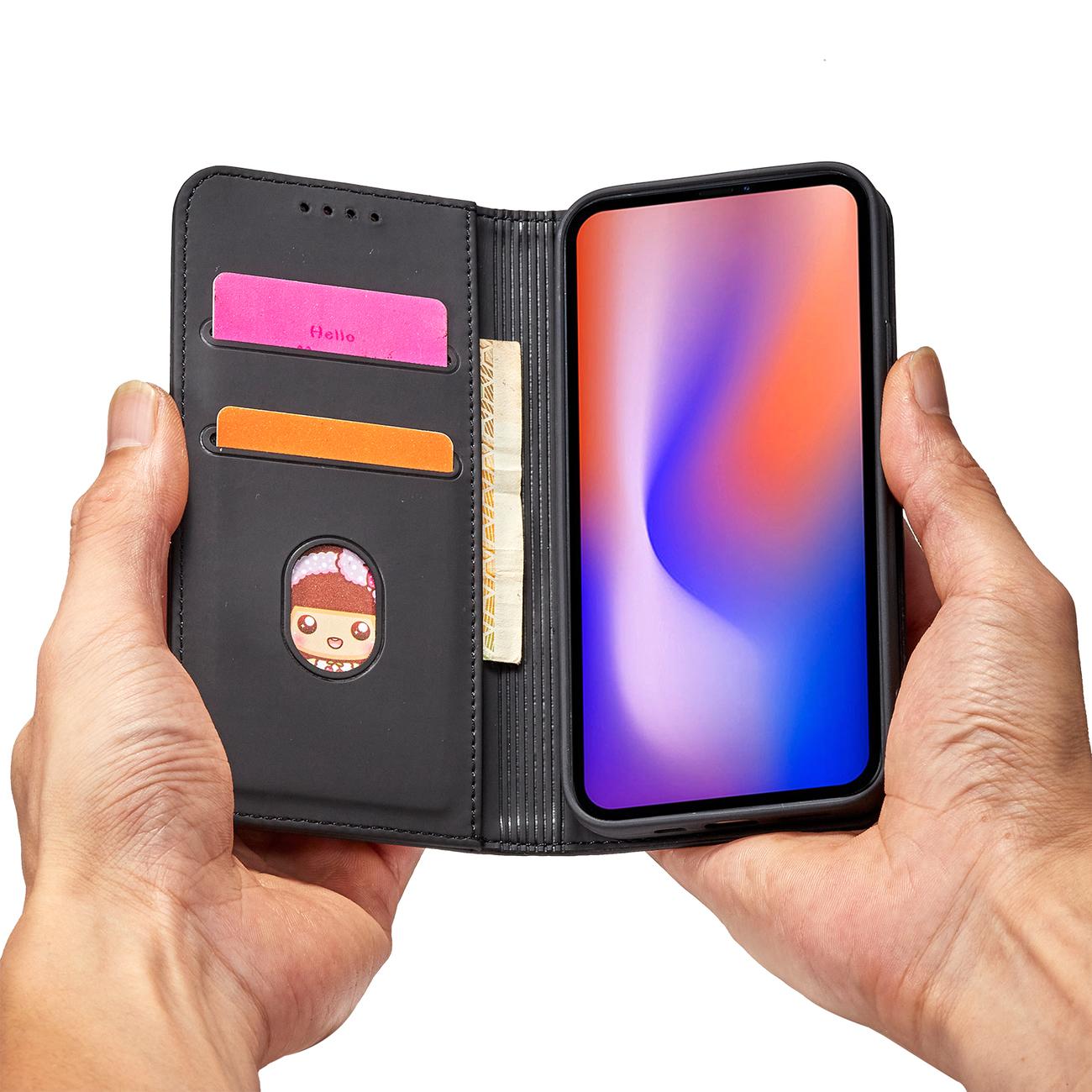 Magnet Kortveske for iPhone 12 Pro Max Veske Kortlommebok Kortholder Svart