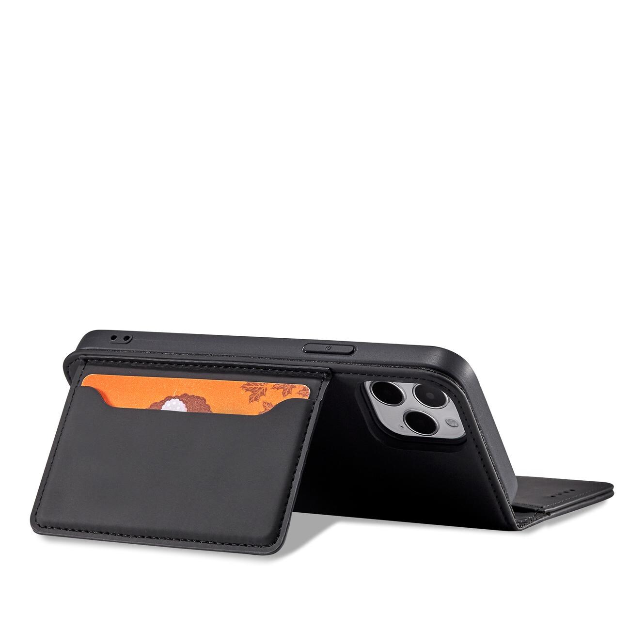 Magnet Kortveske for iPhone 12 Pro Max Veske Kortlommebok Kortholder Svart