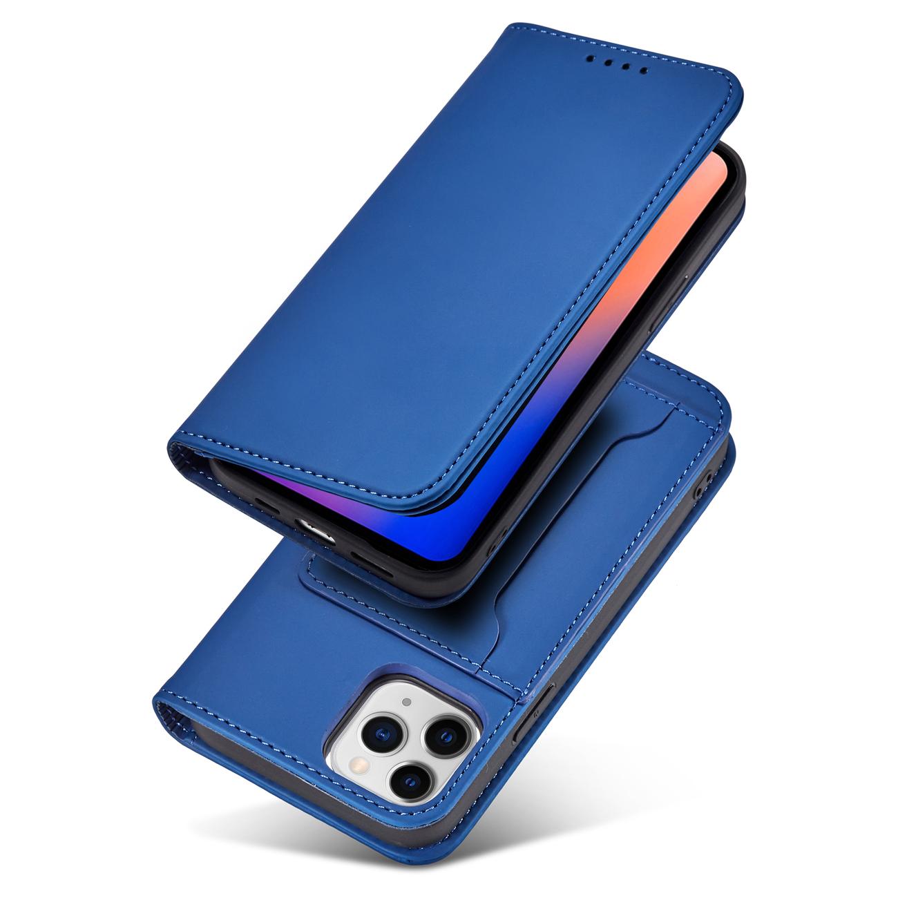 Magnet Kortveske for iPhone 12 Pro Max Veske Kortlommebok Kortholder Blå