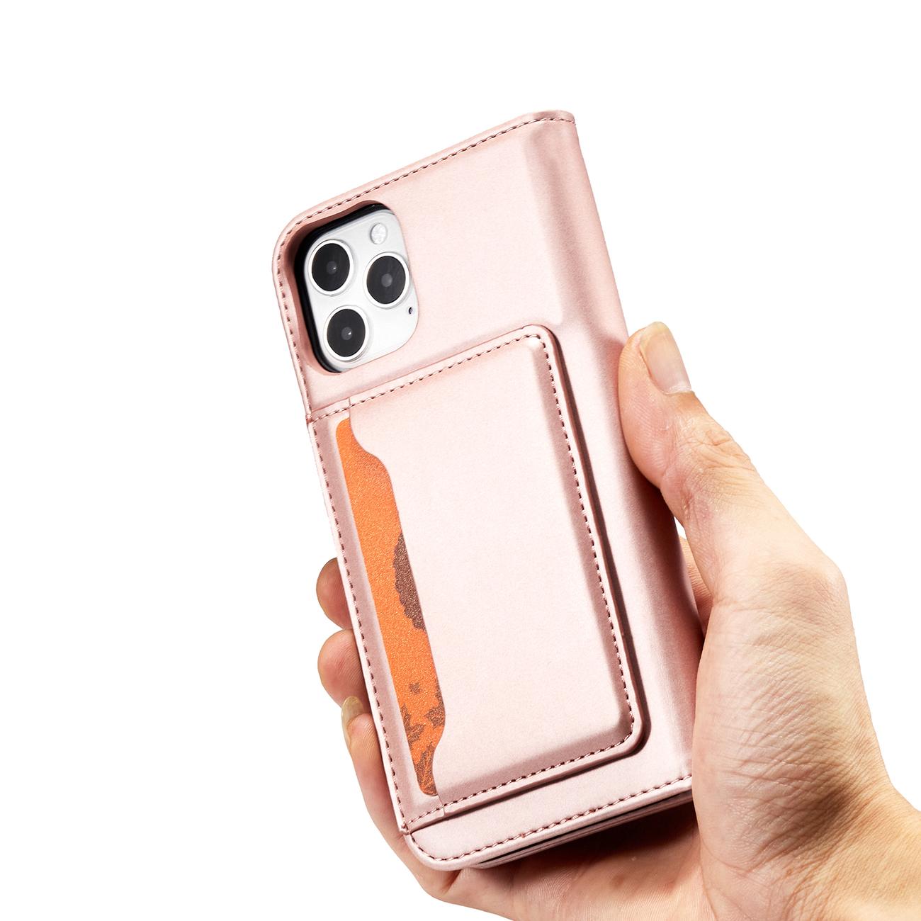 Magnet Kortveske for iPhone 12 Pro Max Veske Kortlommebok Kortholder Rosa