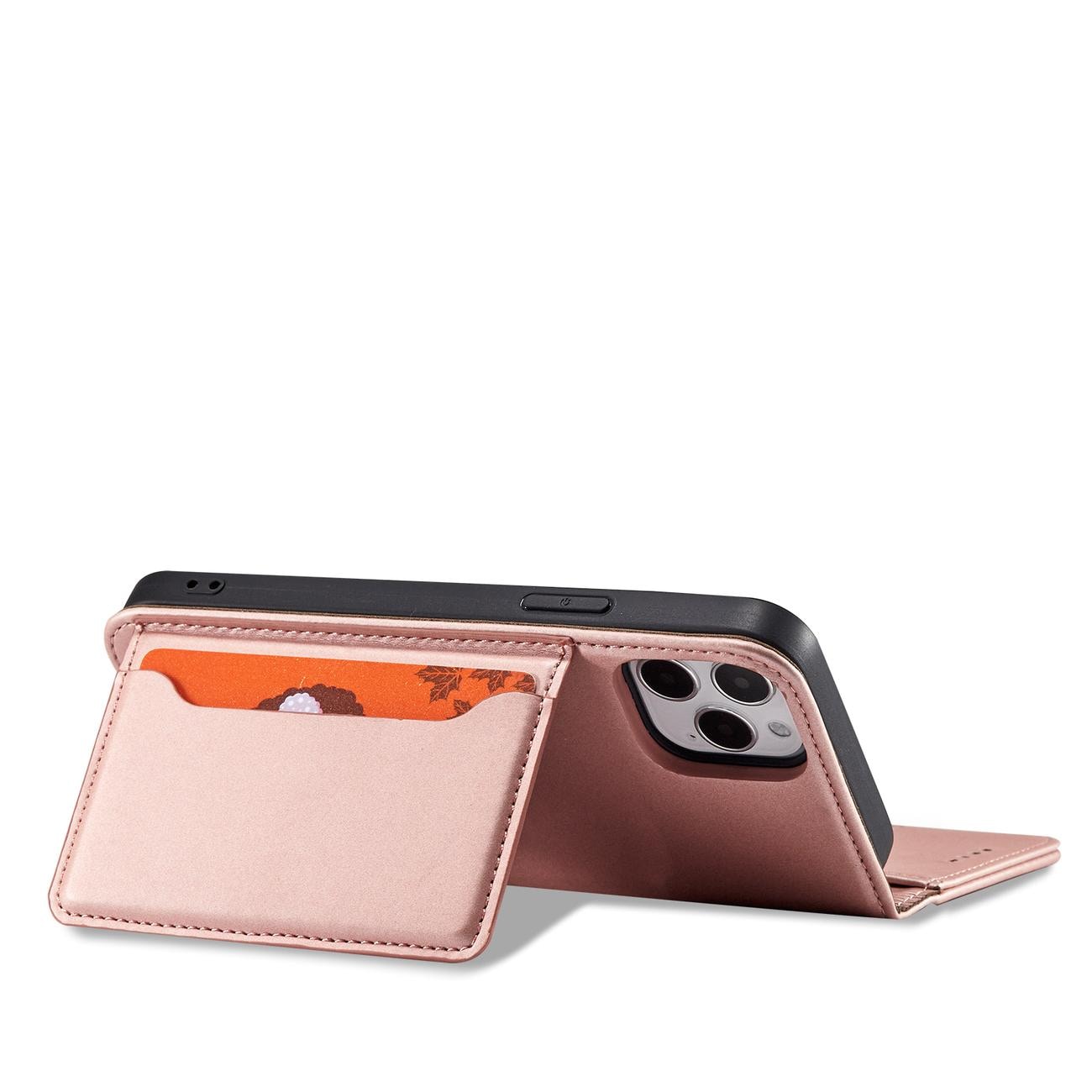 Magnet Kortveske for iPhone 12 Pro Max Veske Kortlommebok Kortholder Rosa
