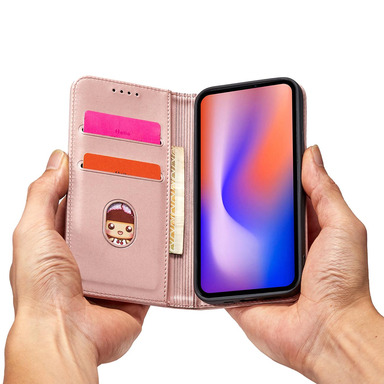 Magnet Kortveske for iPhone 12 Pro Max Veske Kortlommebok Kortholder Rosa