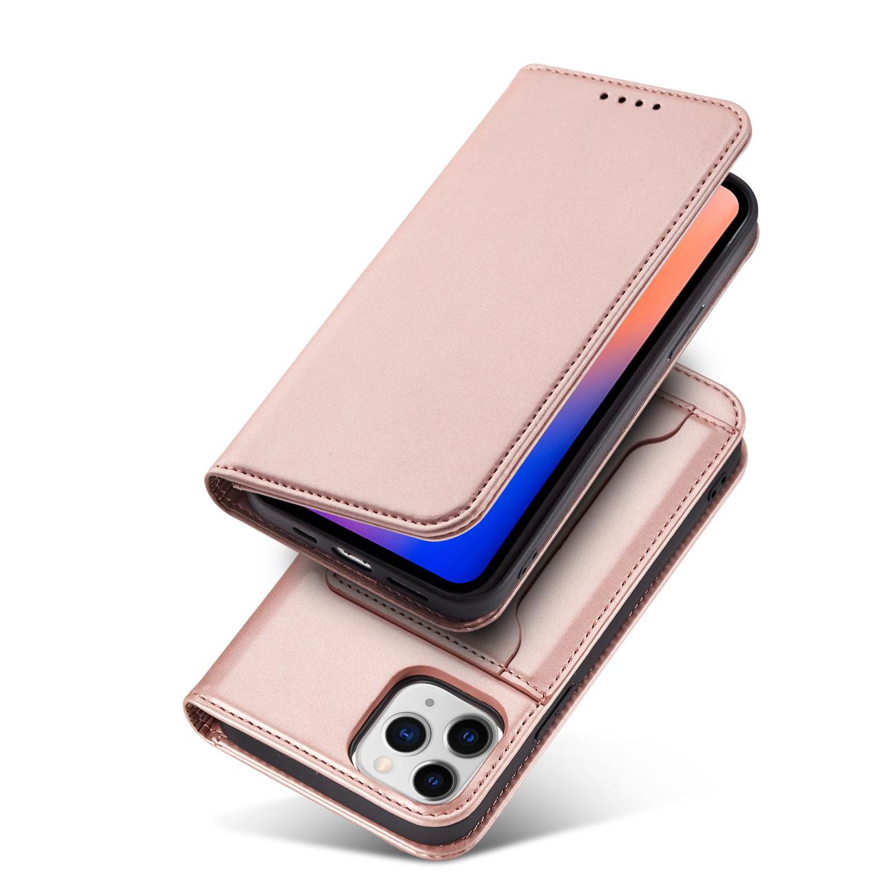 Magnet Kortveske for iPhone 12 Pro Max Veske Kortlommebok Kortholder Rosa