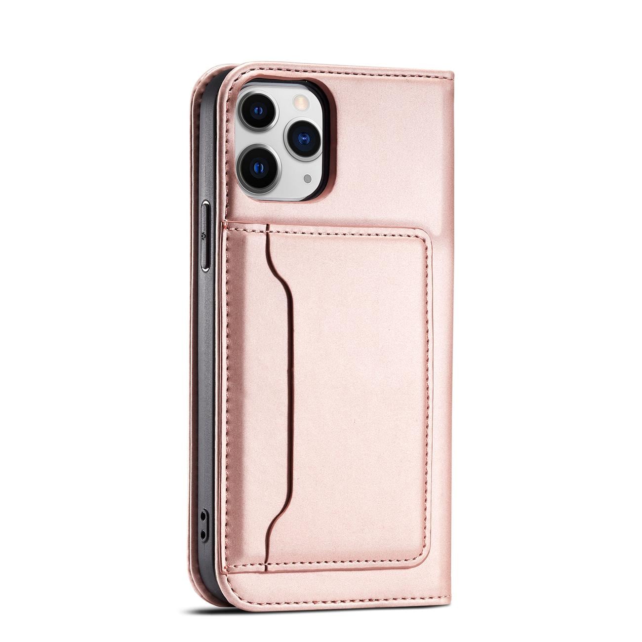 Magnet Kortveske for iPhone 12 Pro Max Veske Kortlommebok Kortholder Rosa