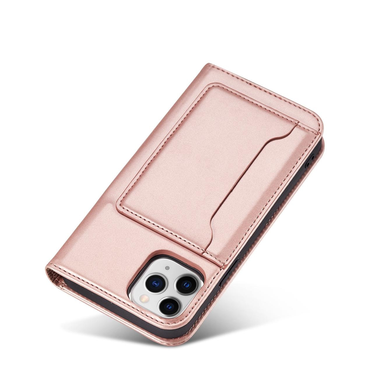 Magnet Kortveske for iPhone 12 Pro Max Veske Kortlommebok Kortholder Rosa
