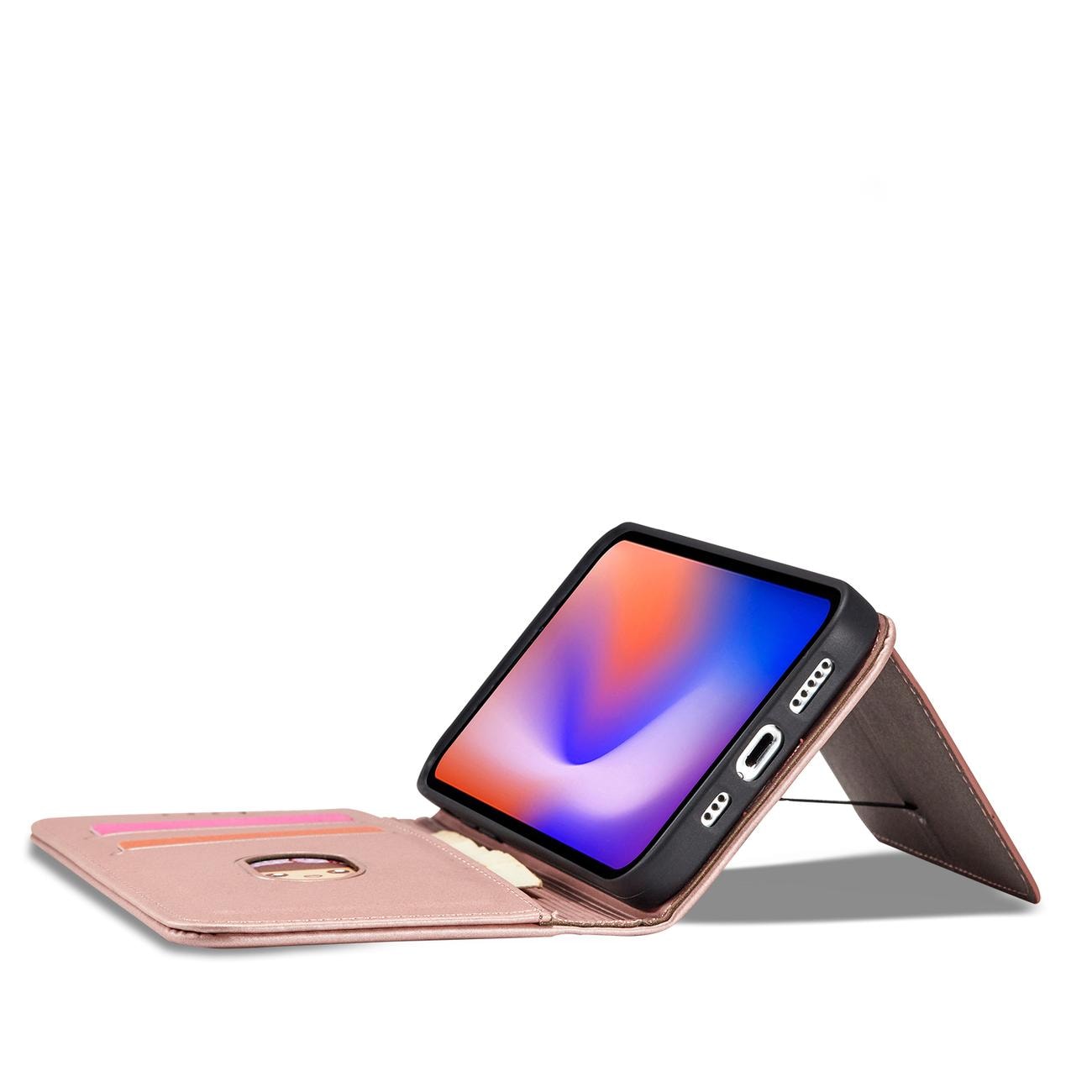 Magnet Kortveske for iPhone 12 Pro Max Veske Kortlommebok Kortholder Rosa