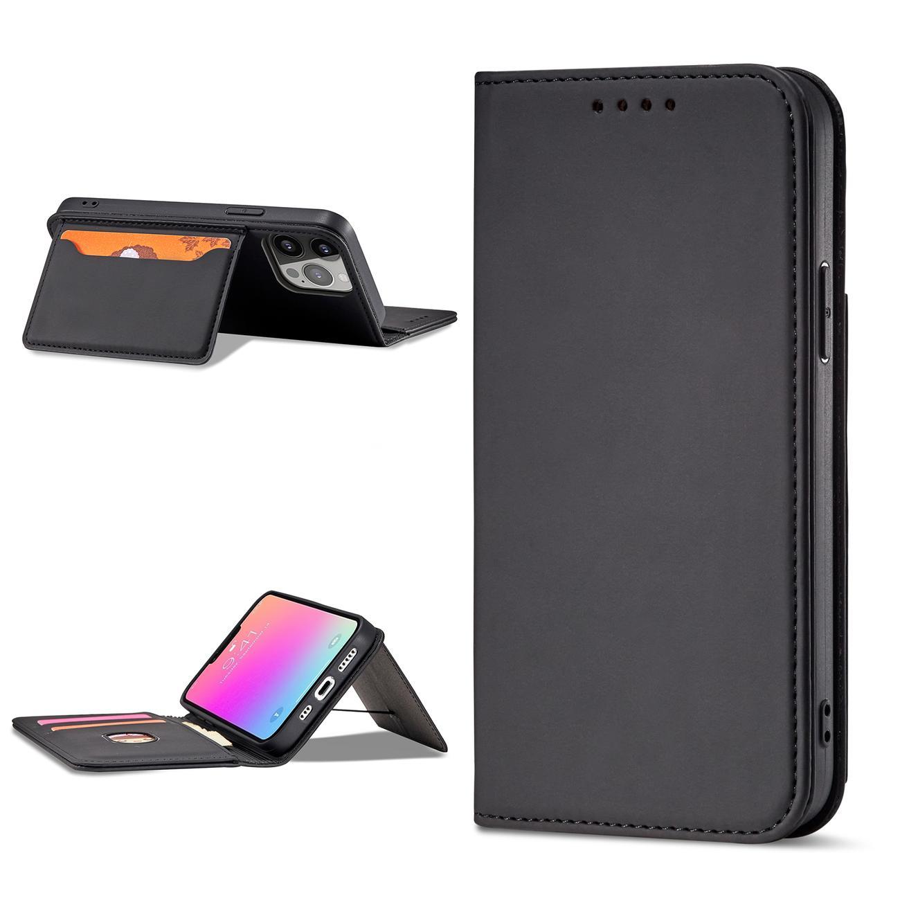 Magnet Kortveske for iPhone 13 Pro Veske Kortlommebok Kortholder Svart
