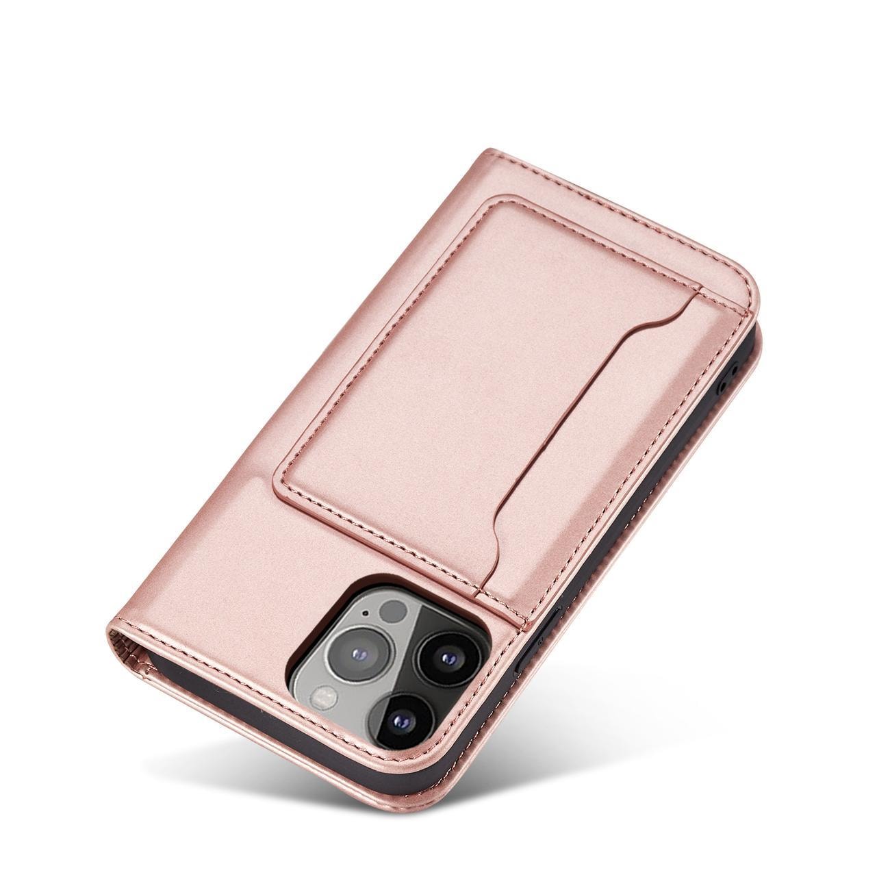 Magnet Kortveske for iPhone 13 Pro Veske Kortlommebok Kortholder Rosa