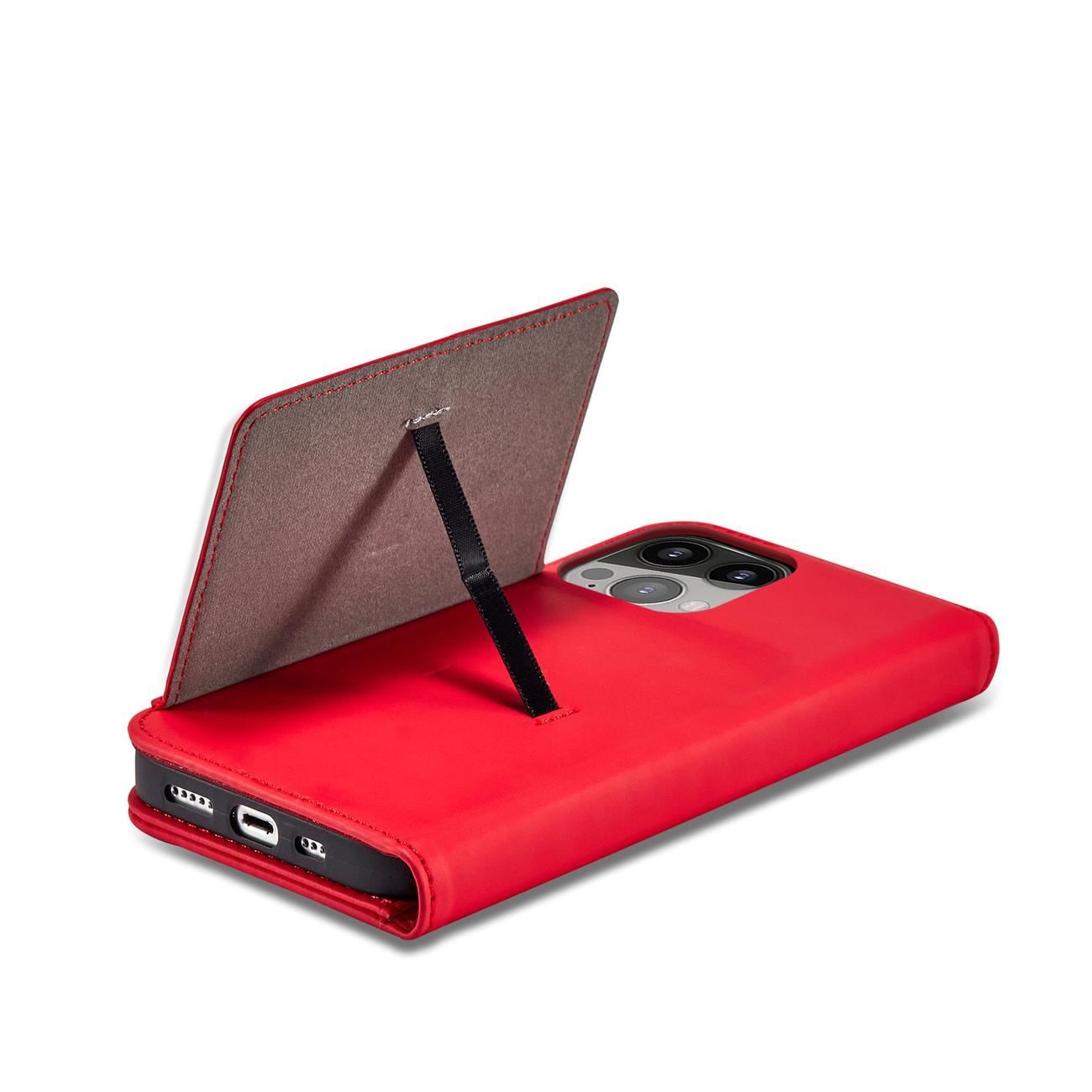 Magnet Kortveske for iPhone 13 Pro Max Veske Kortlommebok Kortholder Rød