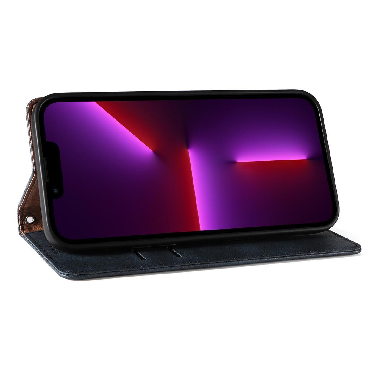 Magnet Stroppveske for iPhone 13 Pro Max Veske lommebok + Mini Lanyard anheng blå