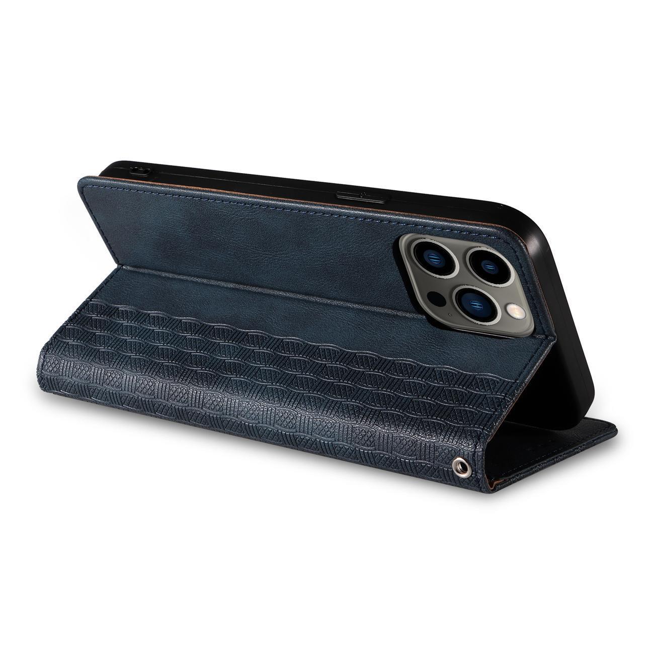 Magnet Stroppveske for iPhone 13 Pro Max Veske lommebok + Mini Lanyard anheng blå