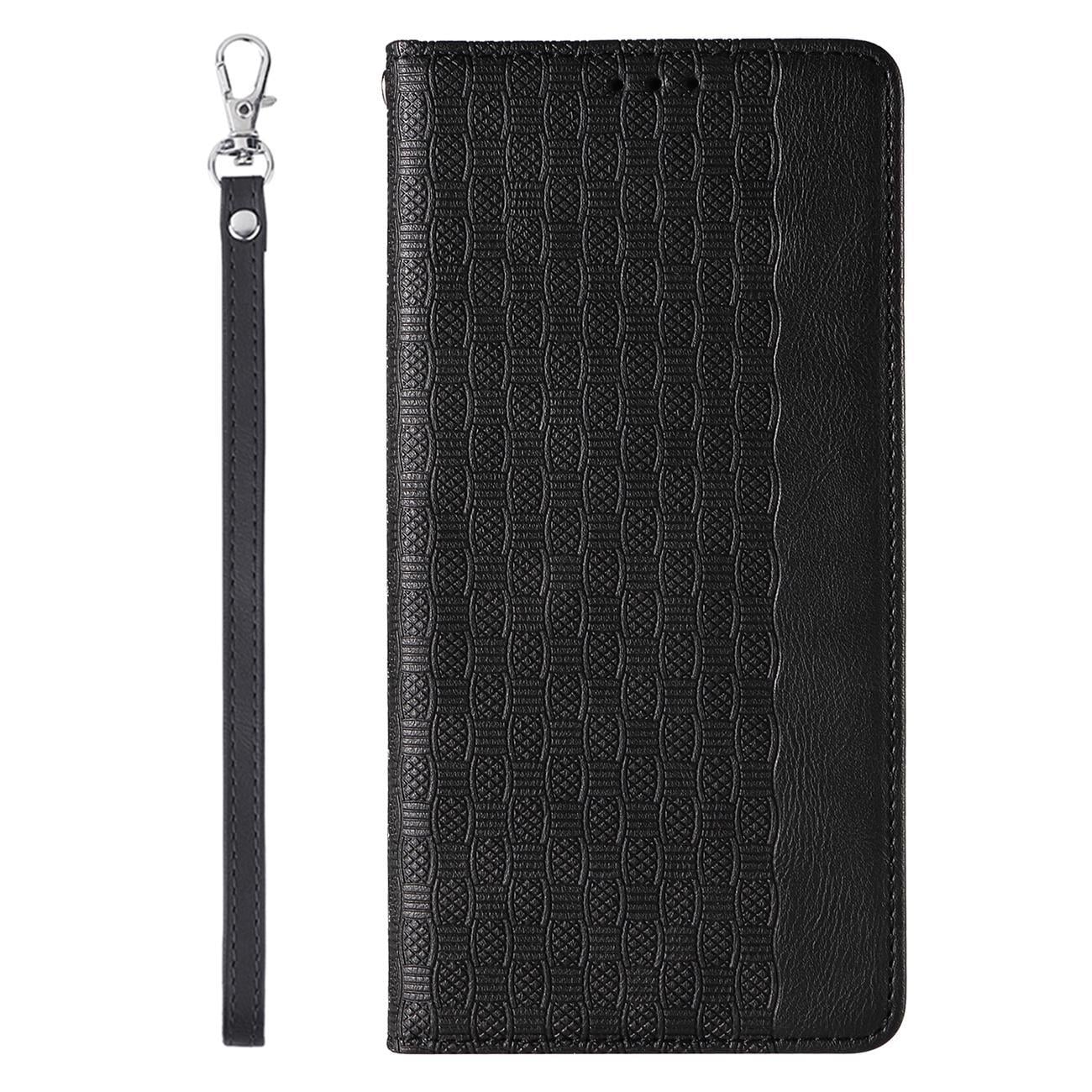 Magnet Stroppveske for iPhone 12 Pro Veske lommebok + mini nøkkelbånd anheng svart