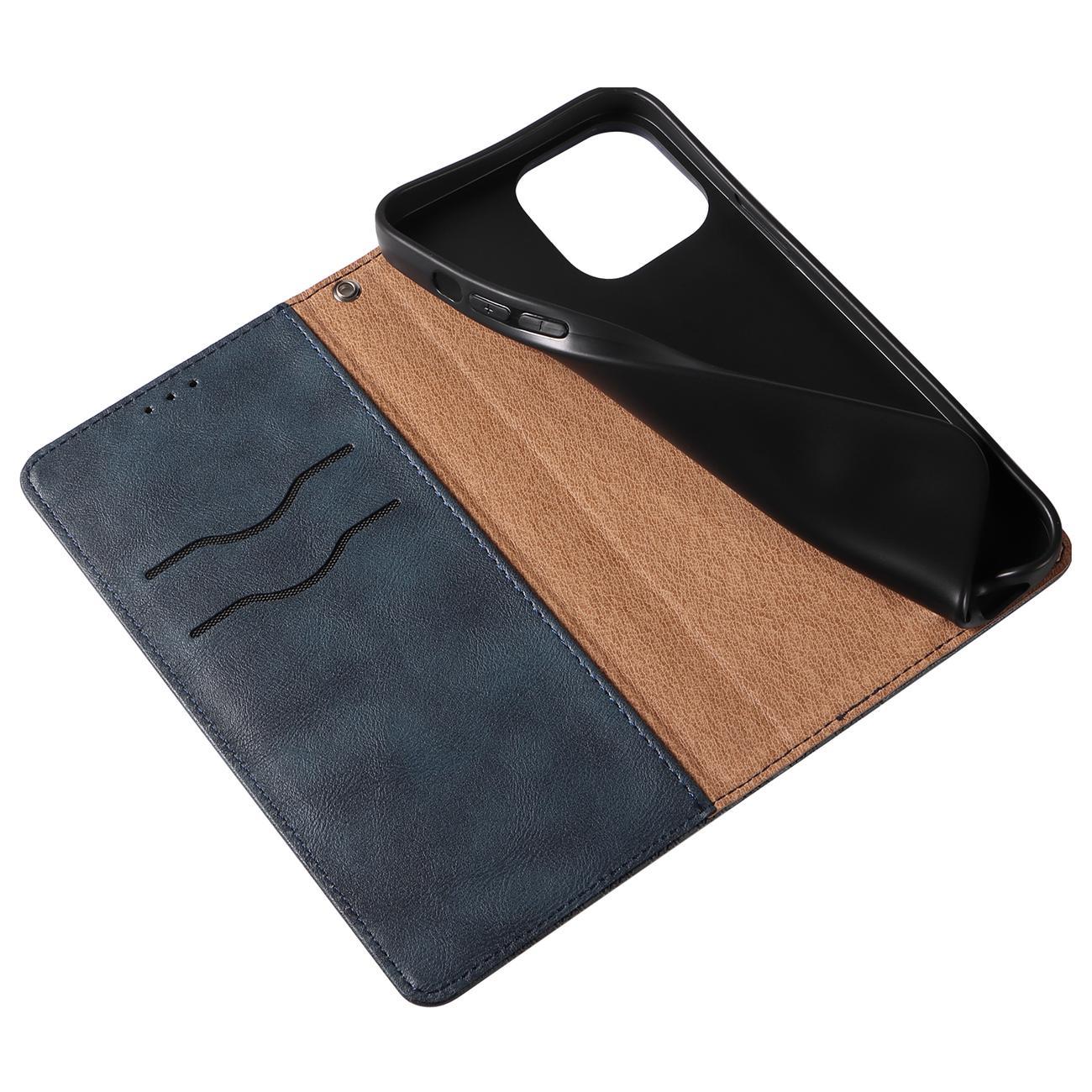Magnet Stroppveske for iPhone 12 Pro Veske lommebok + mini nøkkelbånd anheng blå