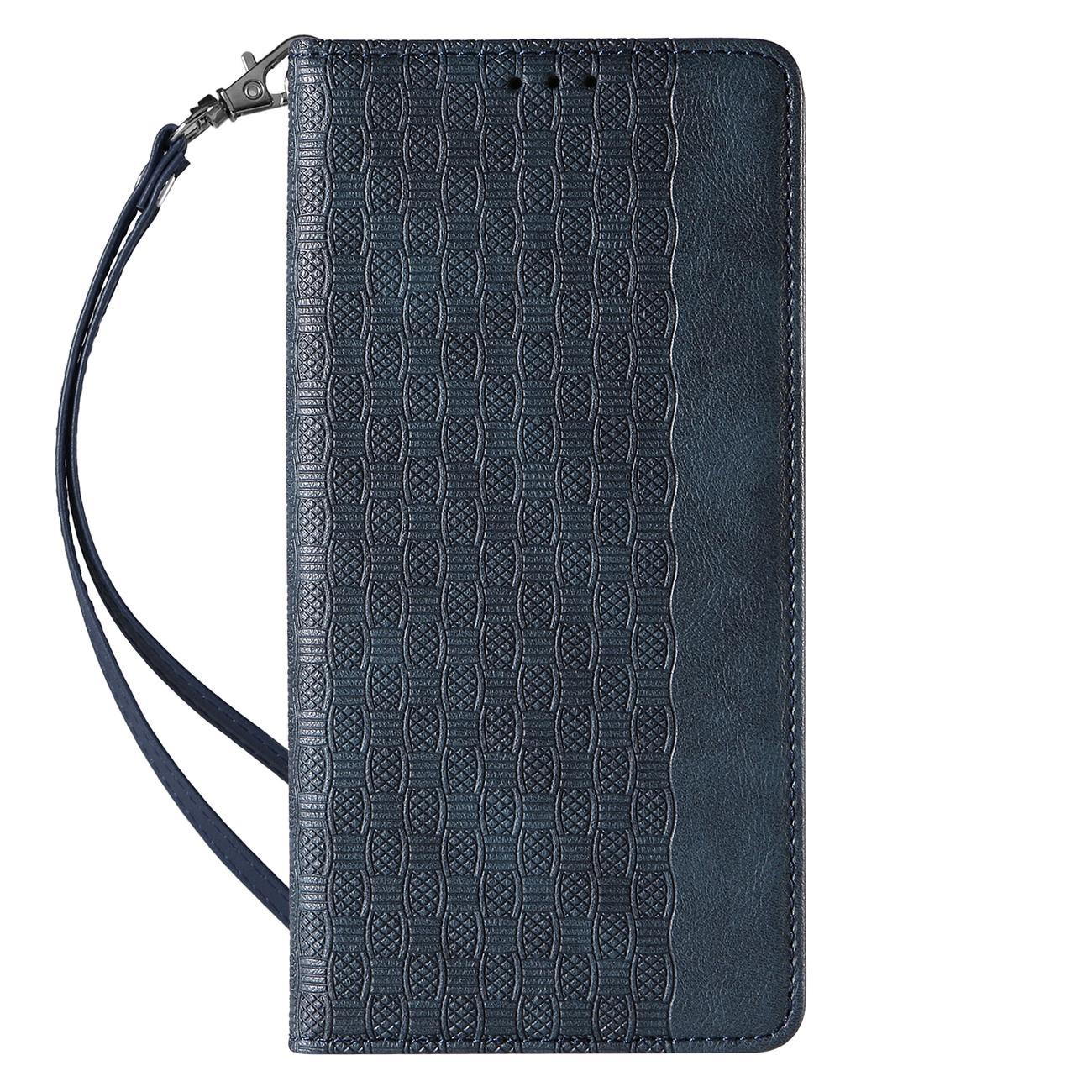 Magnet Stroppveske for iPhone 12 Pro Veske lommebok + mini nøkkelbånd anheng blå