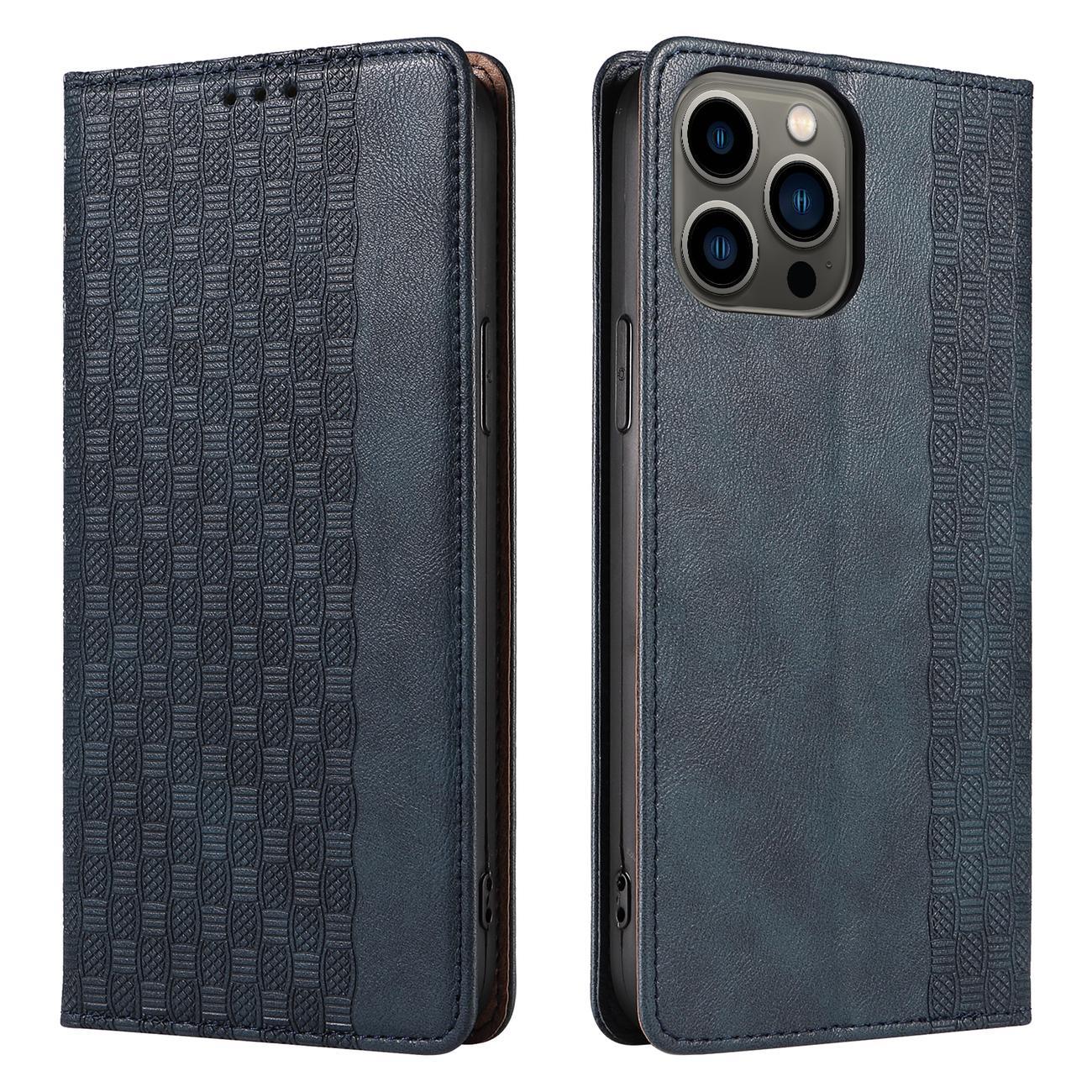 Magnet Stroppveske for iPhone 12 Pro Veske lommebok + mini nøkkelbånd anheng blå