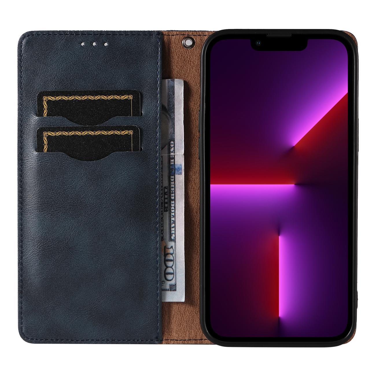Magnet Stroppveske for iPhone 12 Pro Veske lommebok + mini nøkkelbånd anheng blå