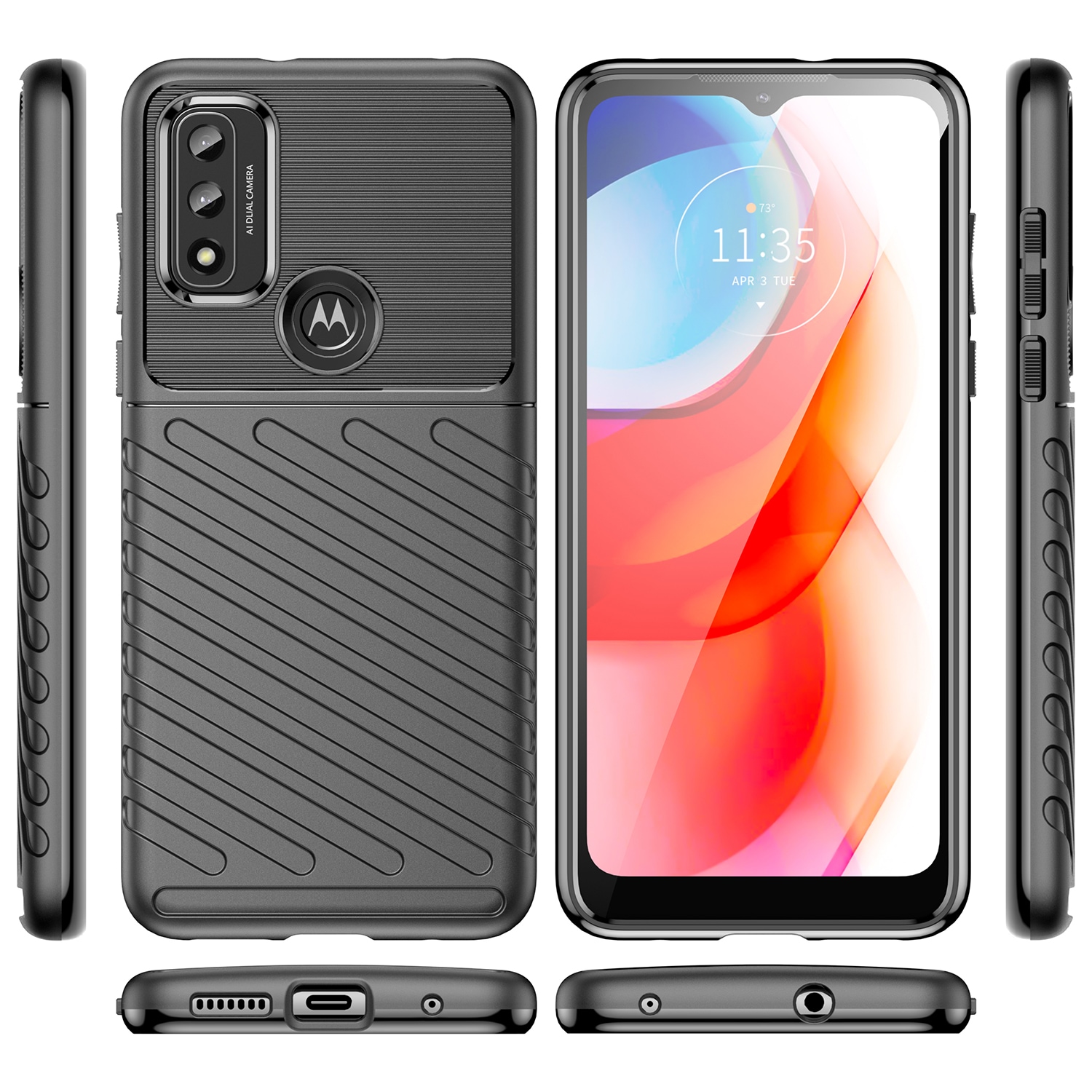 Thunder Case fleksibelt pansredeksel for Motorola Moto G Play 2022 svart