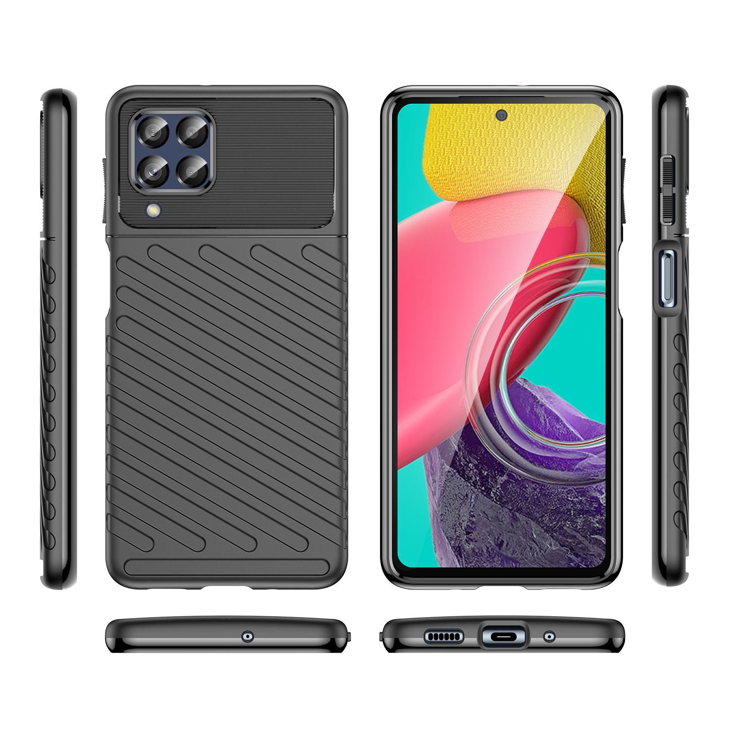 Thunder Case fleksibelt pansredeksel for Samsung Galaxy M53 5G svart