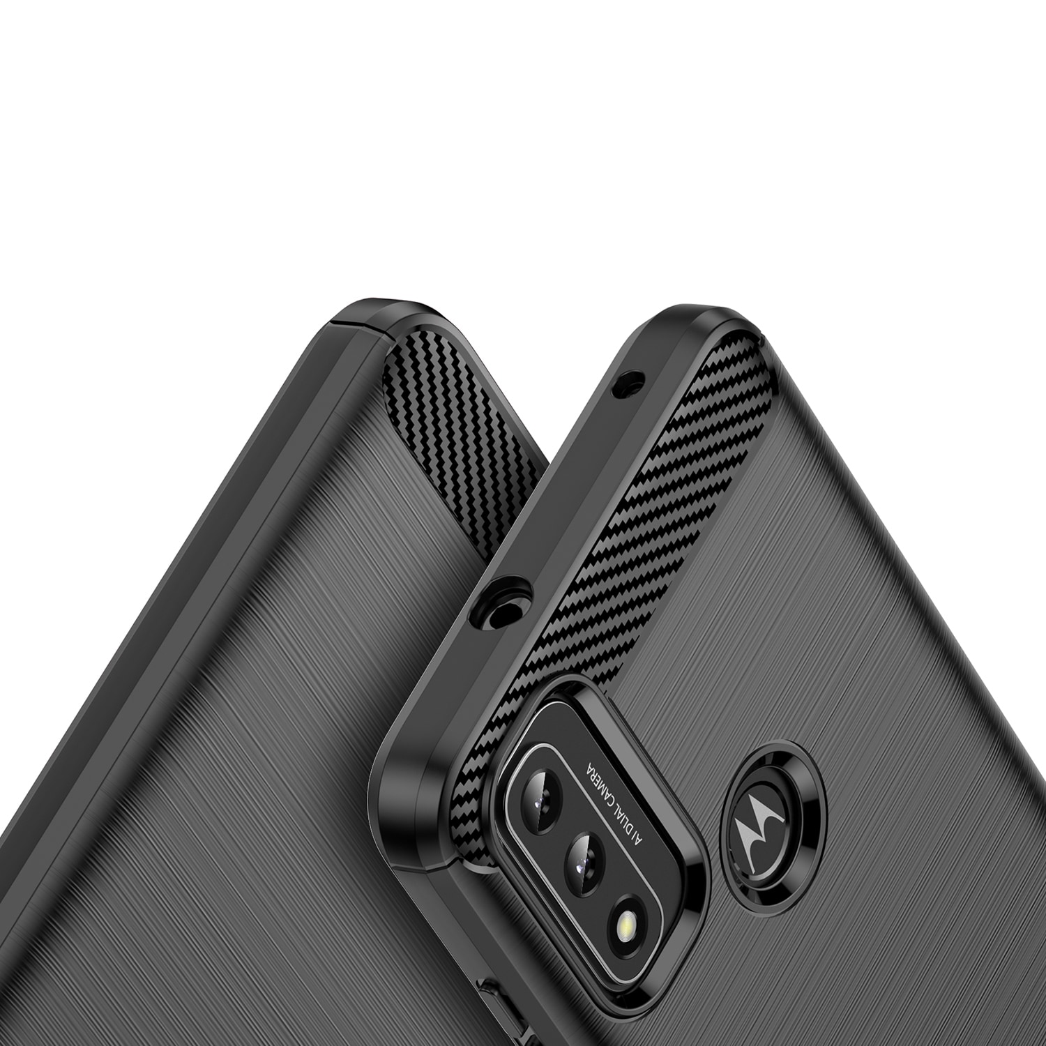 Carbon Case Fleksibelt dekselhylse Motorola Moto G Play 2022 svart