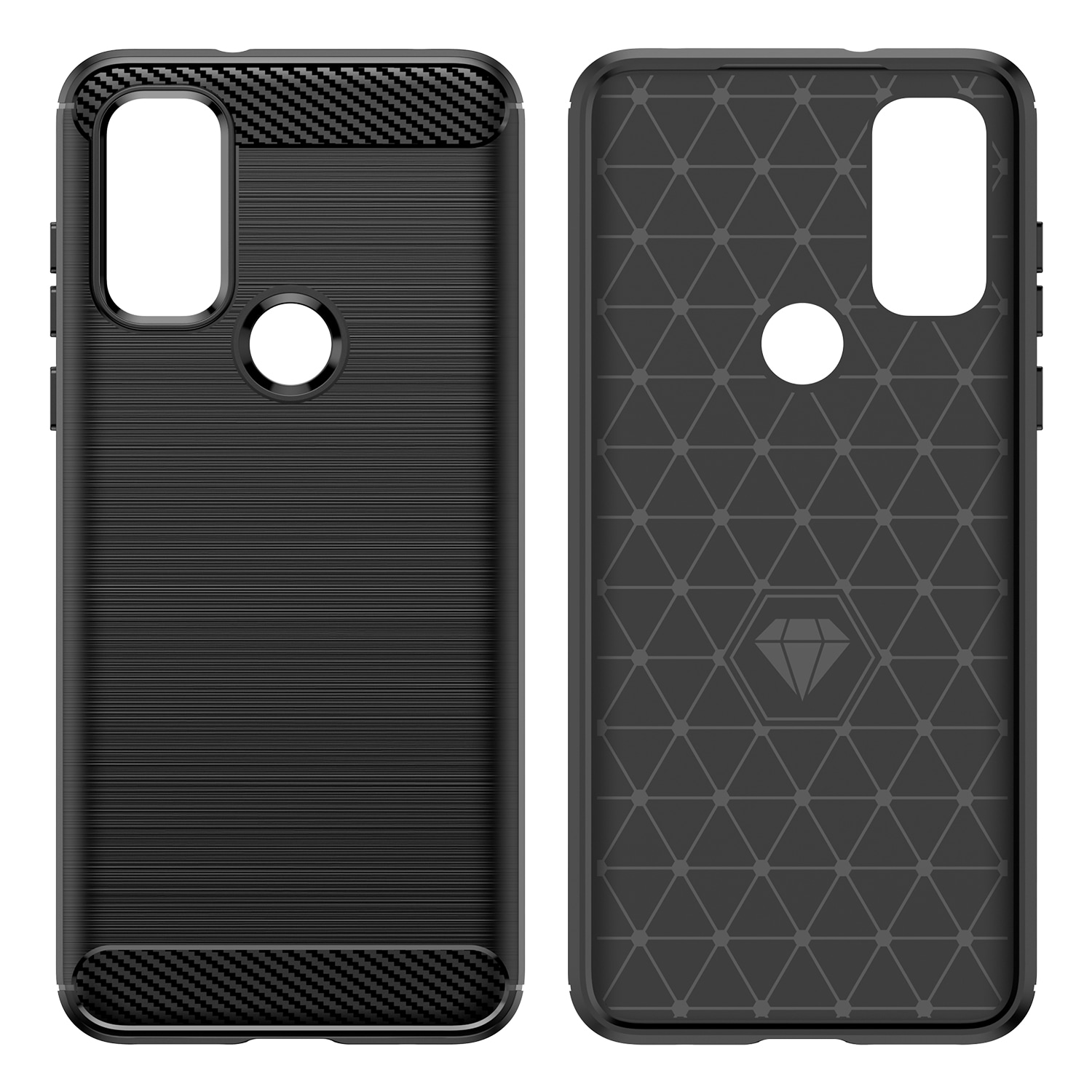 Carbon Case Fleksibelt dekselhylse Motorola Moto G Play 2022 svart