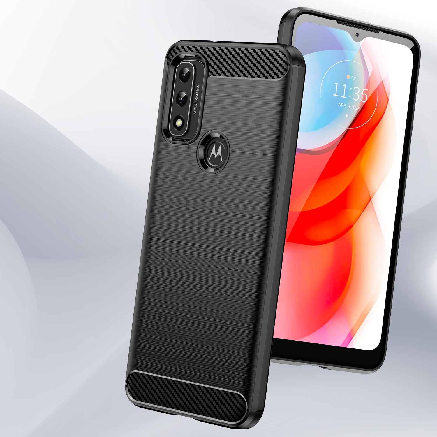 Carbon Case Fleksibelt dekselhylse Motorola Moto G Play 2022 svart
