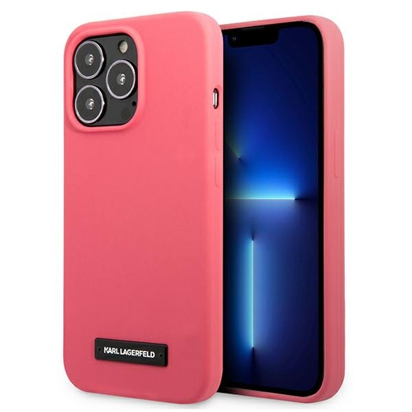 Karl Lagerfeld silikonplakettveske til iPhone 13 Pro Max - Fuchsia