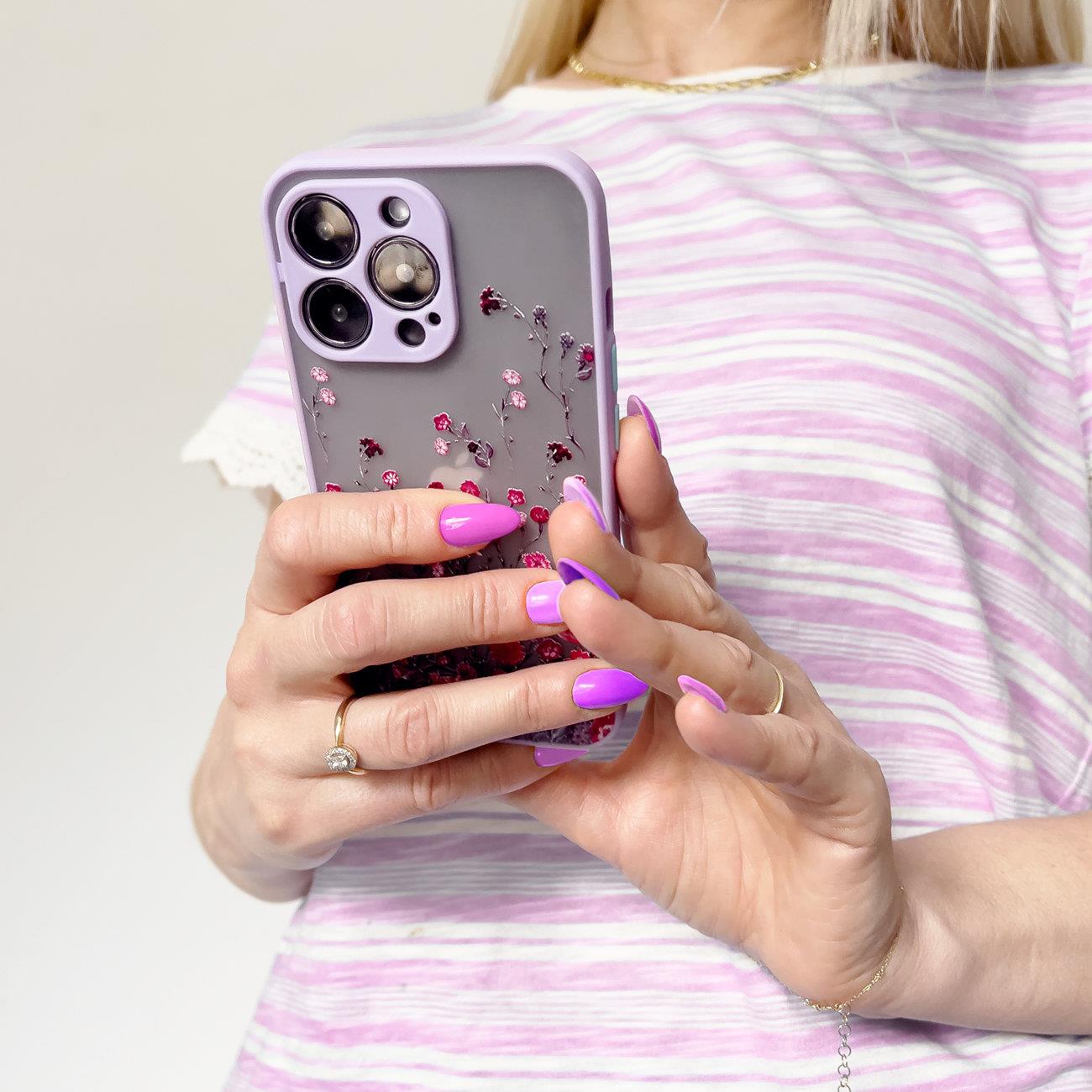 Designveske for iPhone 12 Pro Max blomst rosa