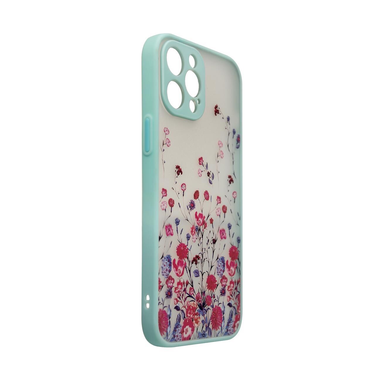 Designveske for iPhone 12 Pro Max blomsterveske lyseblå