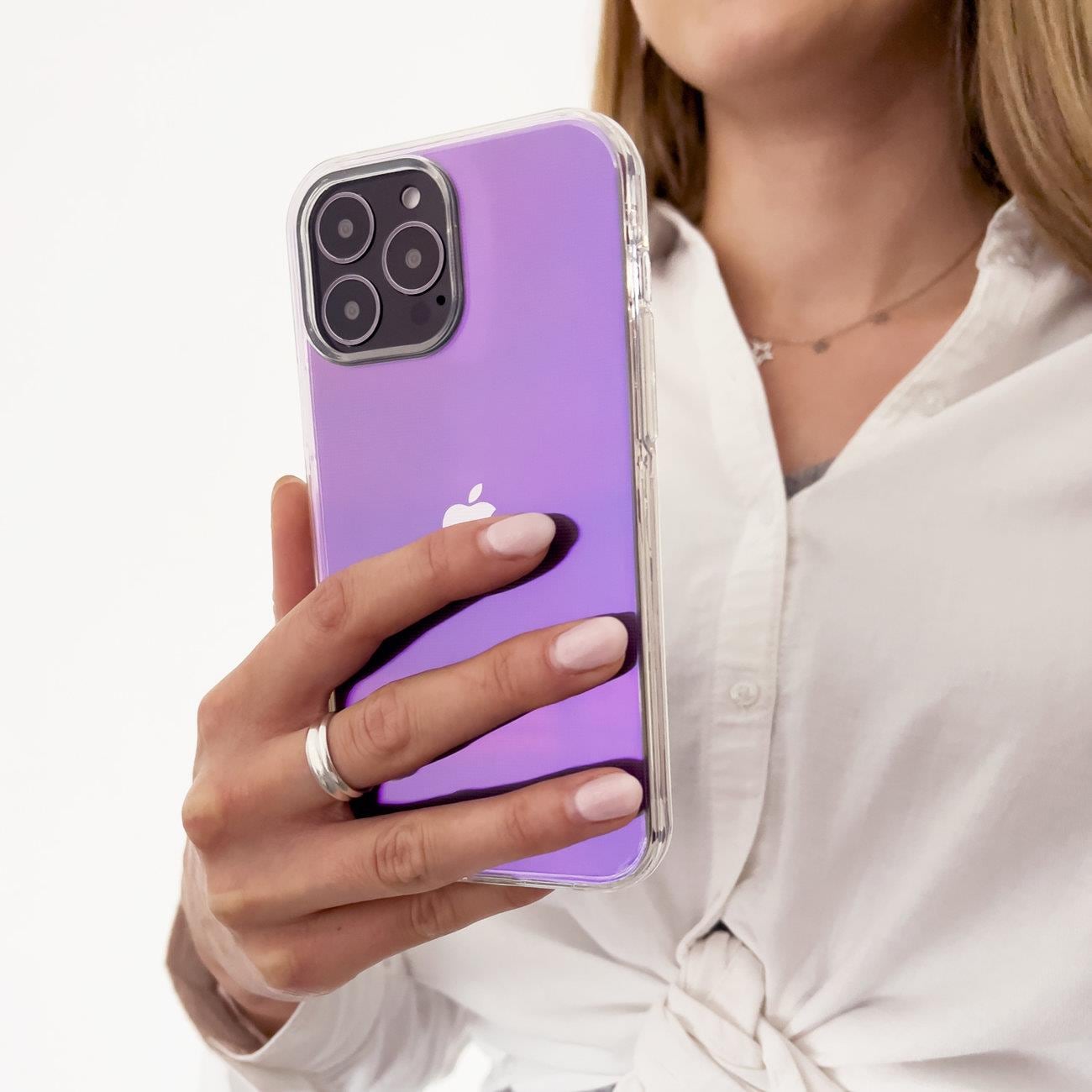 Aurora Case-etui for iPhone 12 gel neon deksel lilla