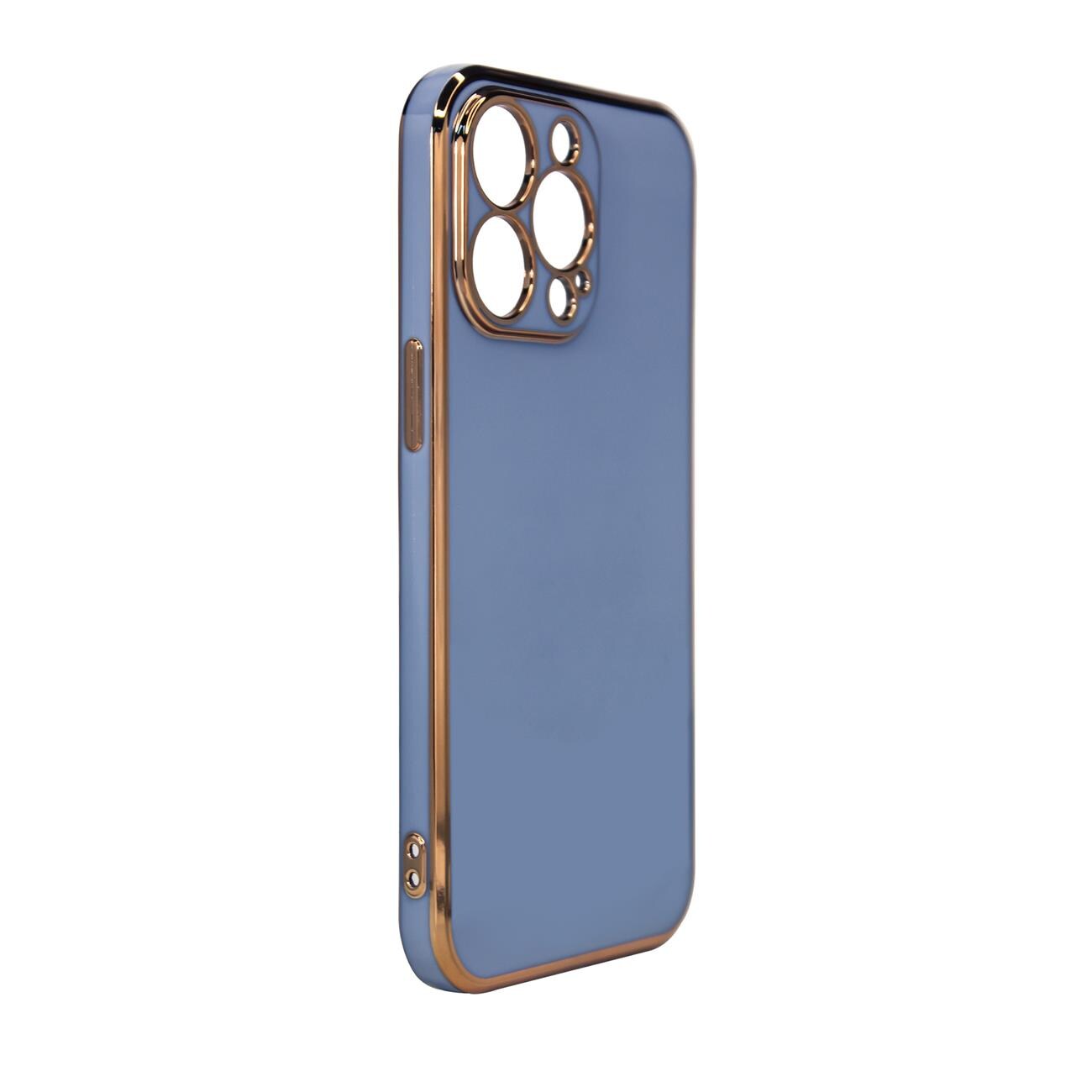 Lighting Color-etui for iPhone 12 Pro Max blått geldeksel med gullramme