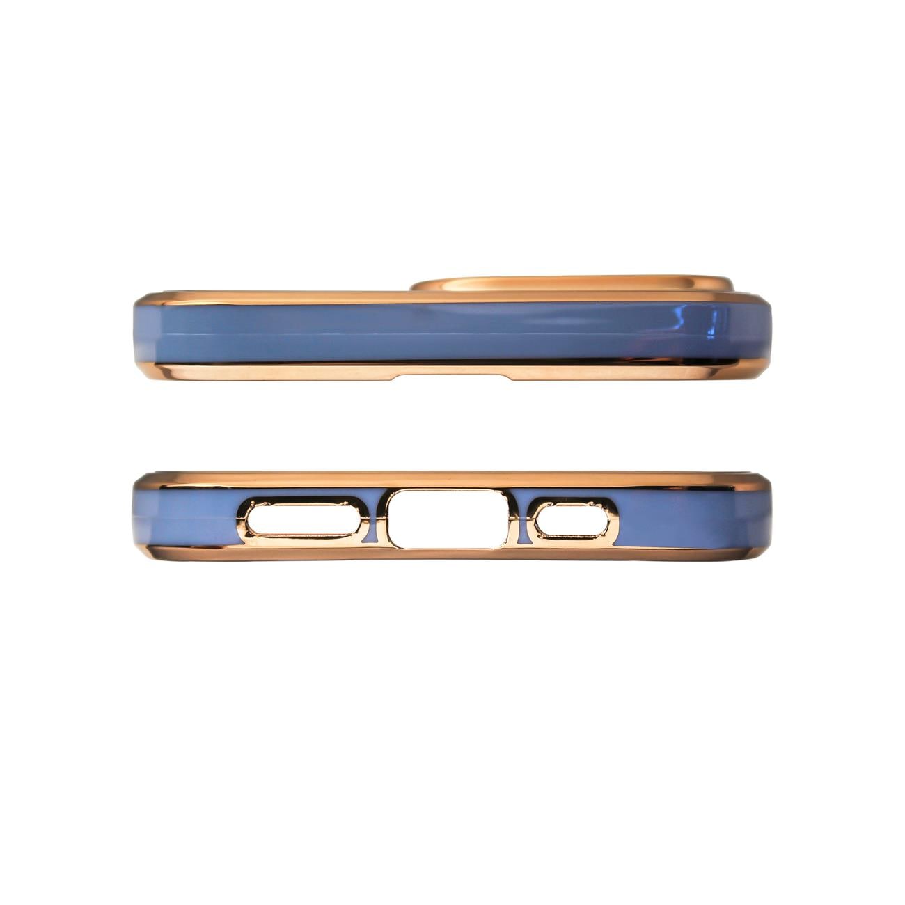 Lighting Color-etui for iPhone 12 Pro Max blått geldeksel med gullramme