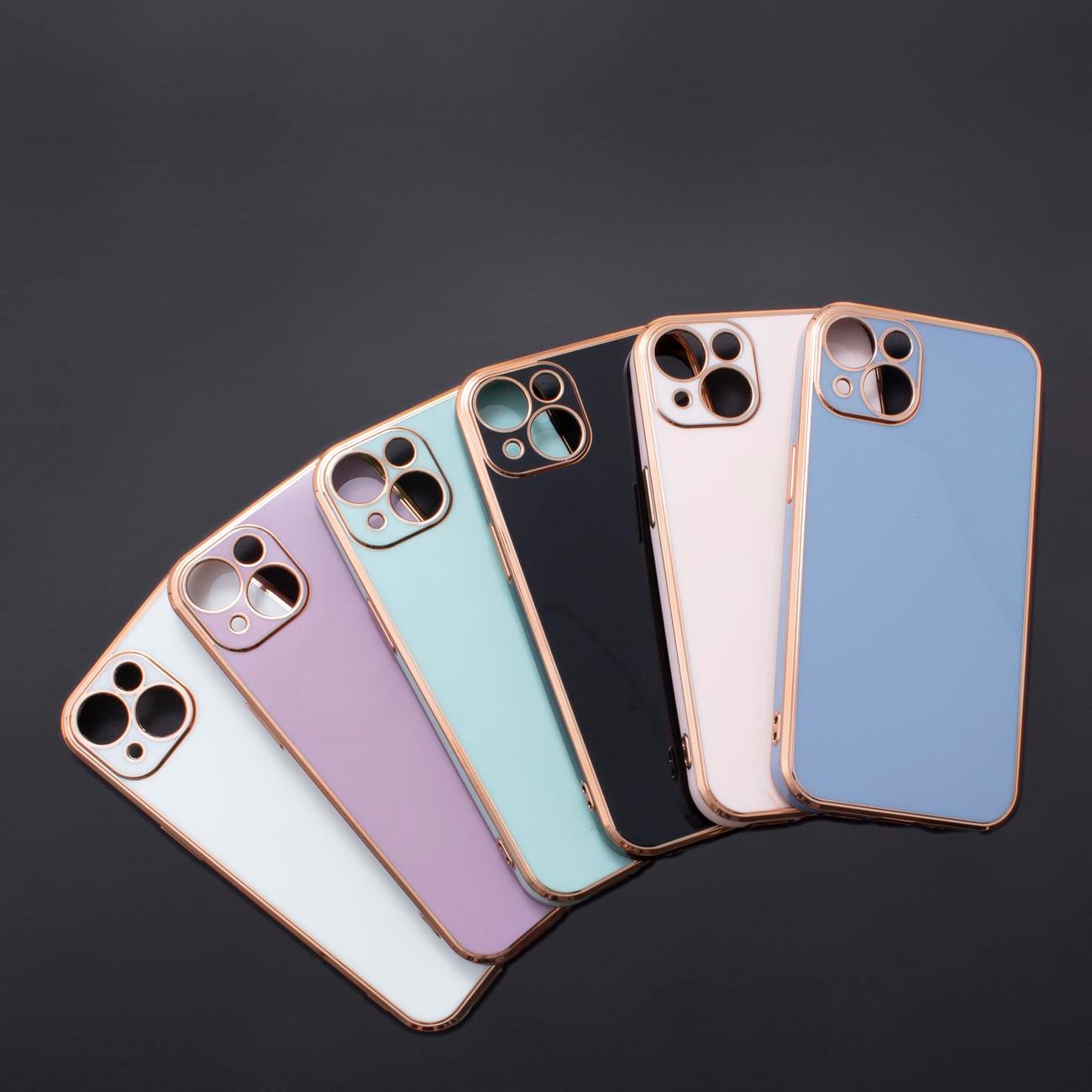 Lighting Color-etui til iPhone 12 Pro Max, geldeksel med gullramme, mint