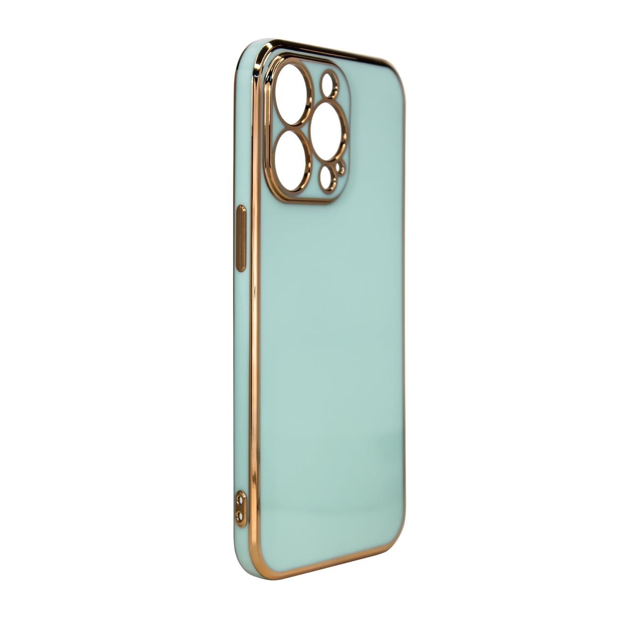 Lighting Color-etui til iPhone 12 Pro Max, geldeksel med gullramme, mint