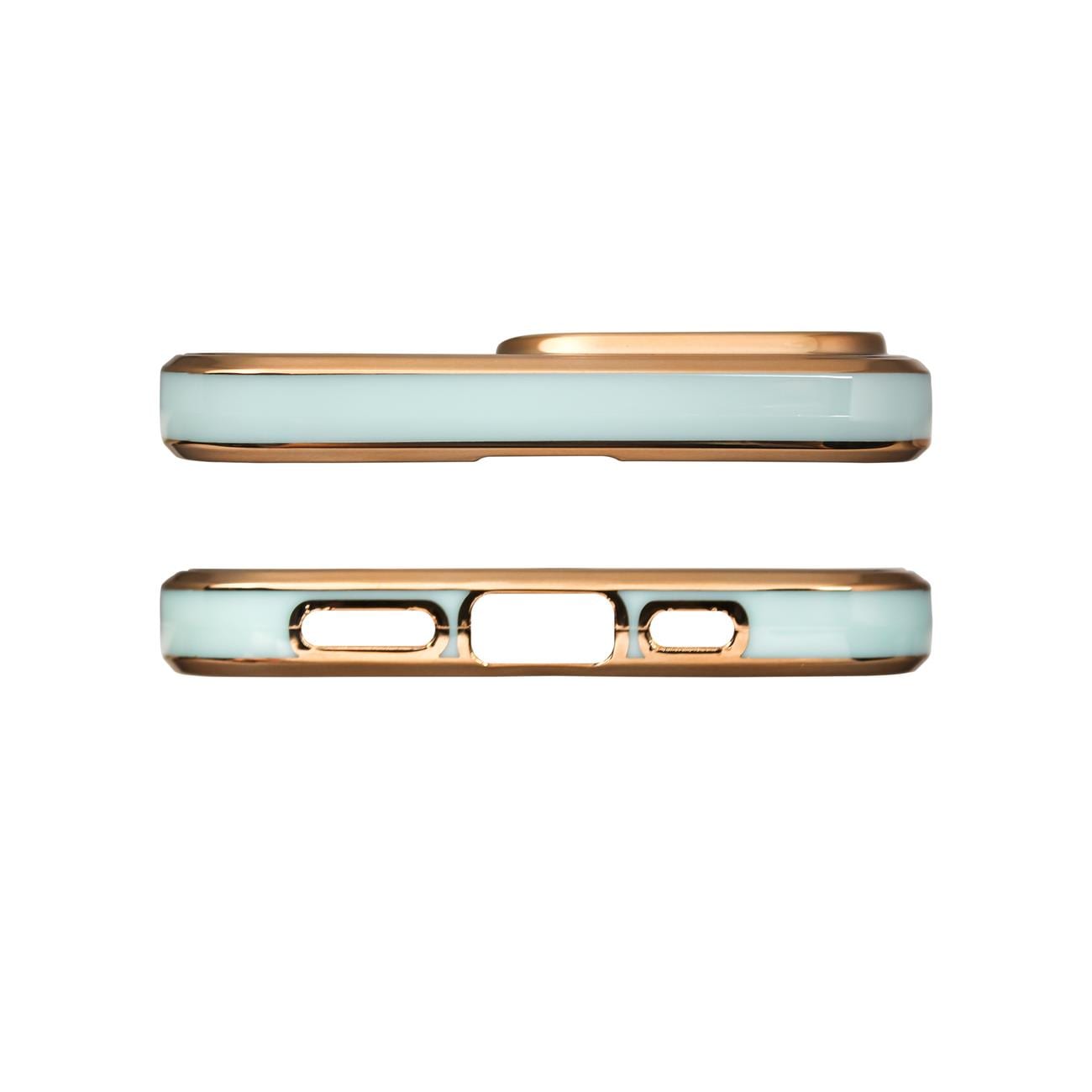 Lighting Color-etui til iPhone 12 Pro Max, geldeksel med gullramme, mint