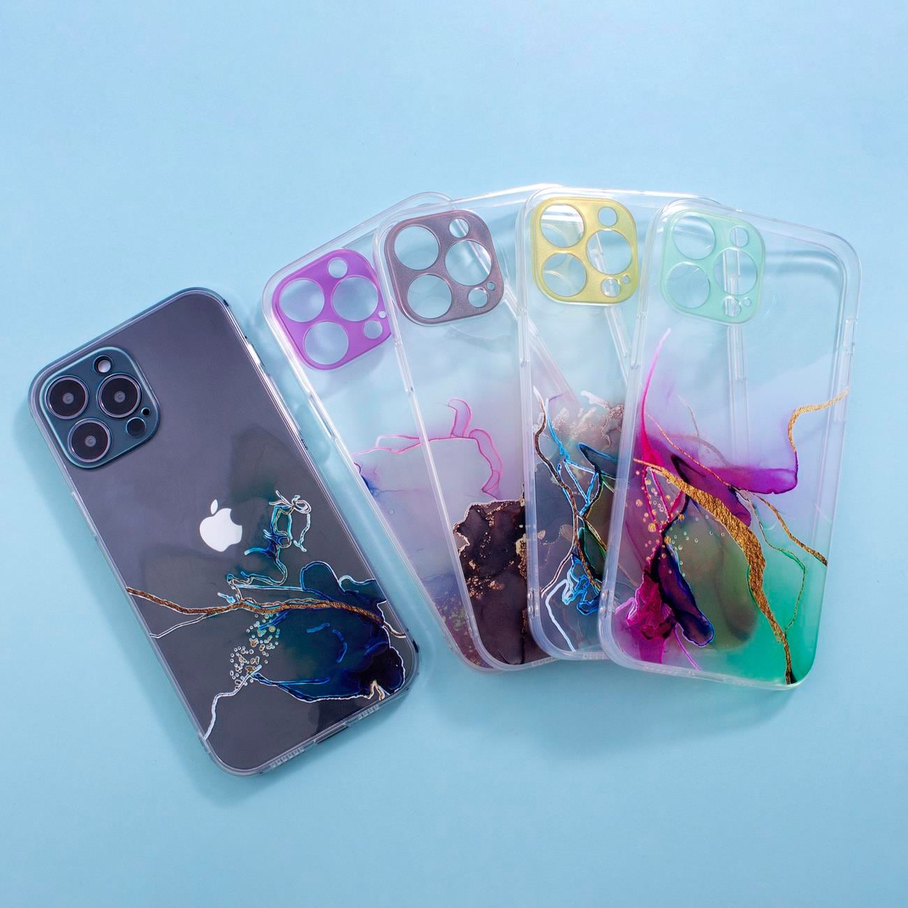 Marmorveske for iPhone 12 Pro Max Gel Cover Marble Blue