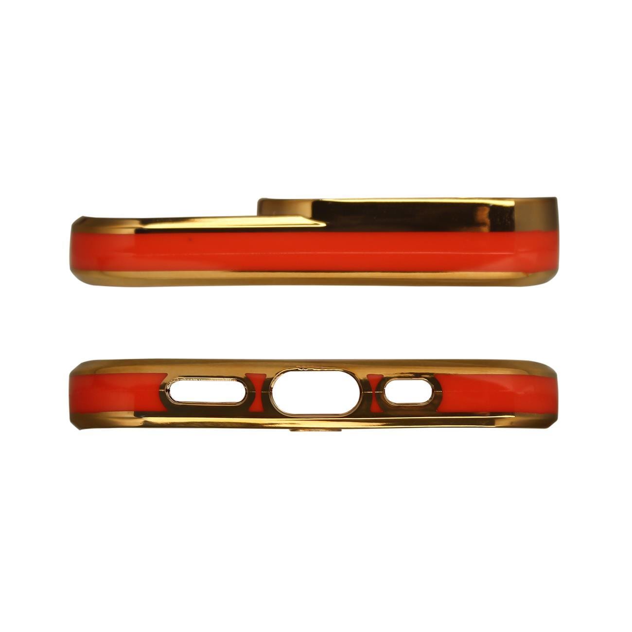 Moteveske til iPhone 12 Pro Max Gold Frame Gel Cover Red