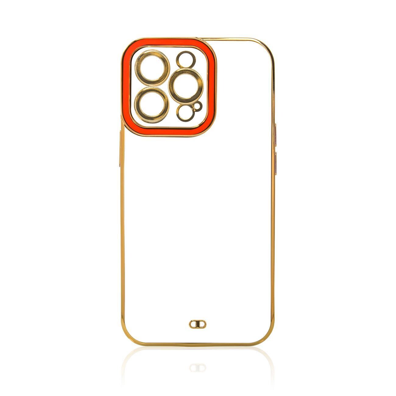 Moteveske til iPhone 12 Pro Max Gold Frame Gel Cover Red
