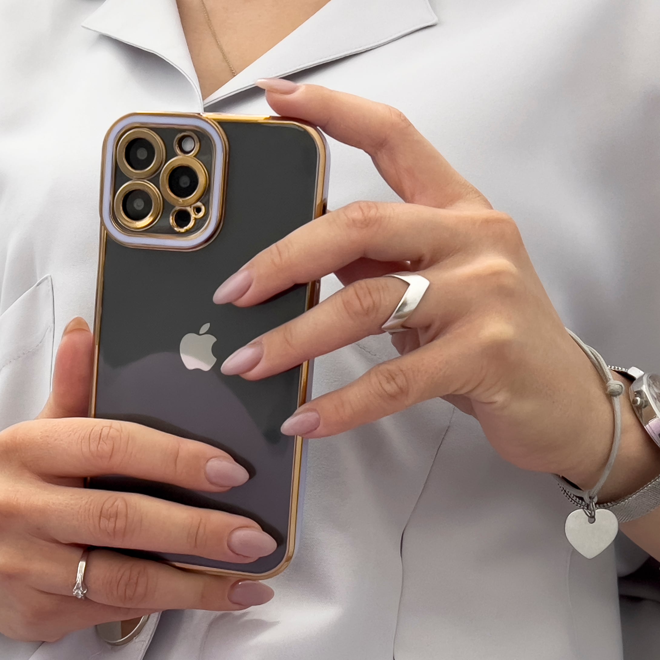Moteveske for iPhone 13 Pro Gold Frame Gel Cover Red