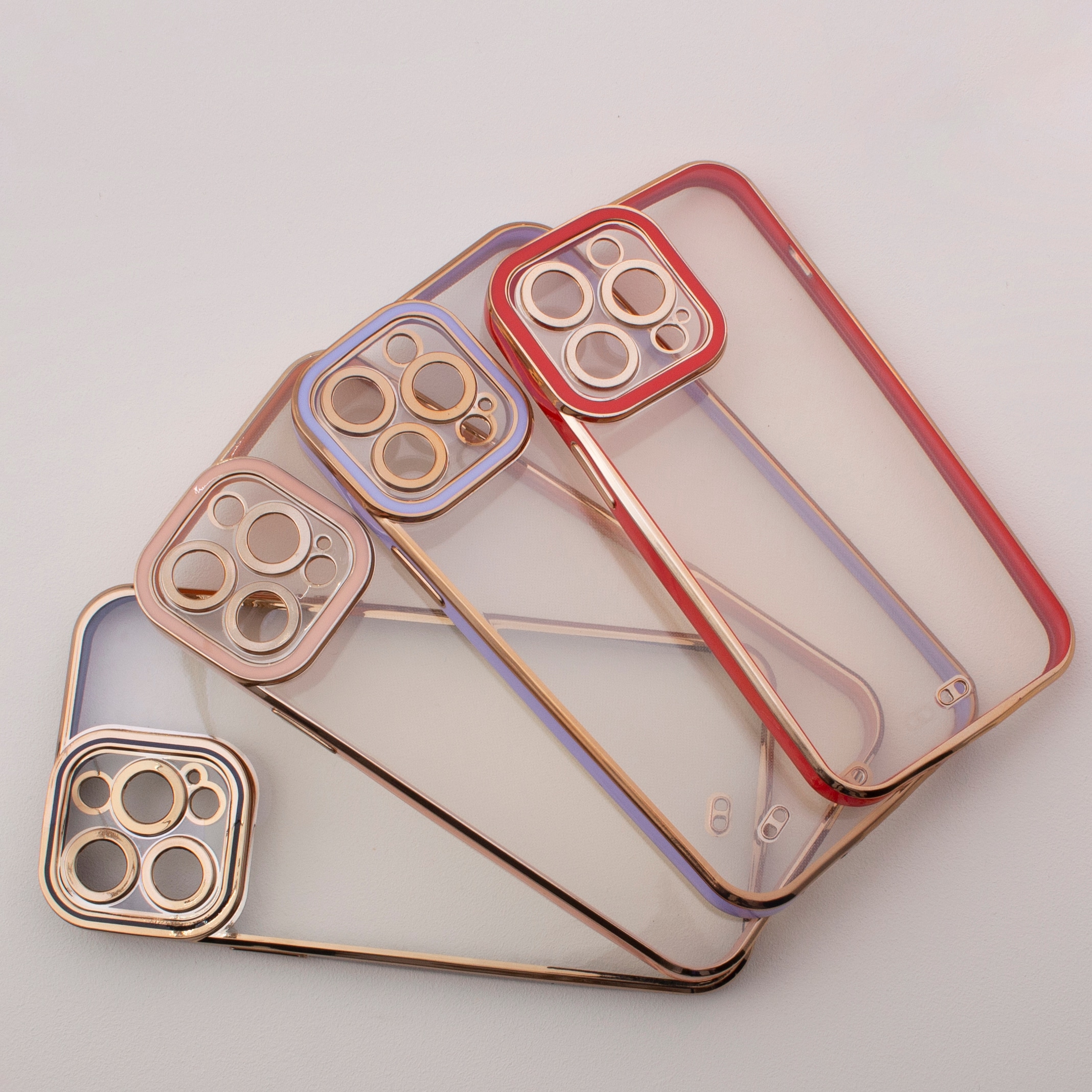 Moteveske for iPhone 13 Pro Gold Frame Gel Cover Red
