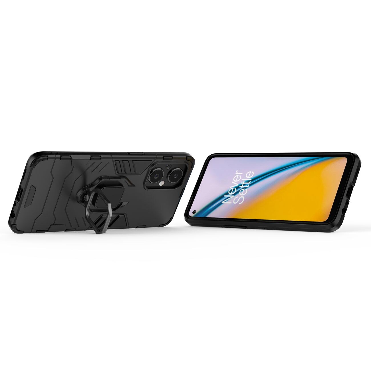 Ring Armor tøft hybriddeksel + magnetisk holder for OnePlus Nord N20 5G svart