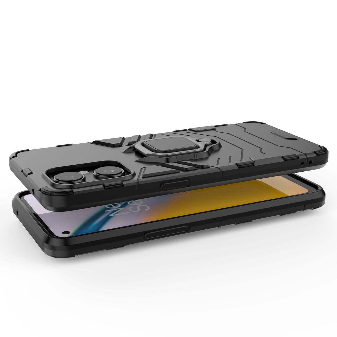 Ring Armor tøft hybriddeksel + magnetisk holder for OnePlus Nord N20 5G svart