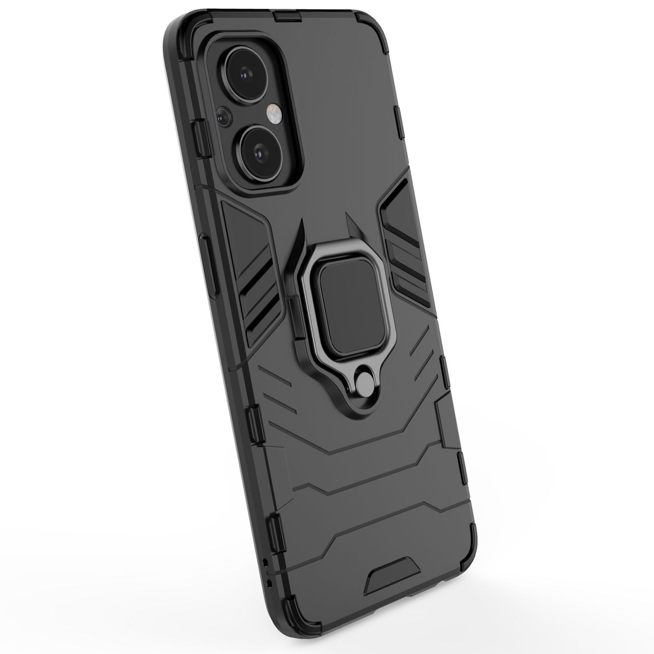 Ring Armor tøft hybriddeksel + magnetisk holder for OnePlus Nord N20 5G svart