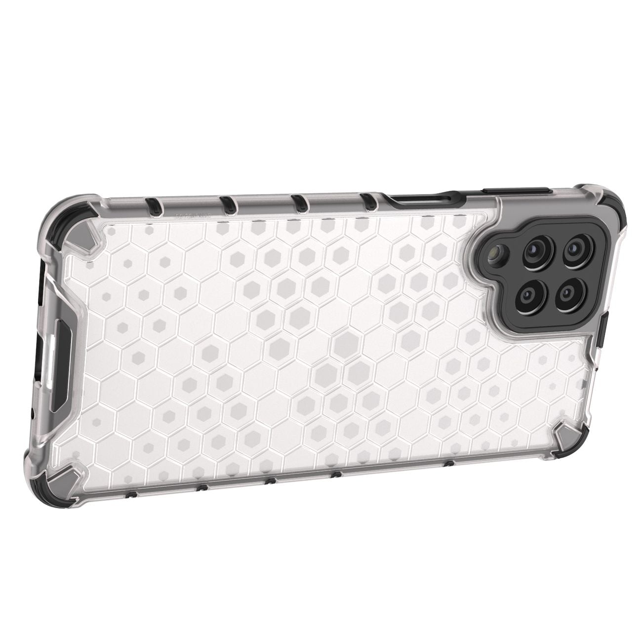 Honeycomb-etui pansrede deksel med en gelramme for Samsung Galaxy M53 5G gjennomsiktig