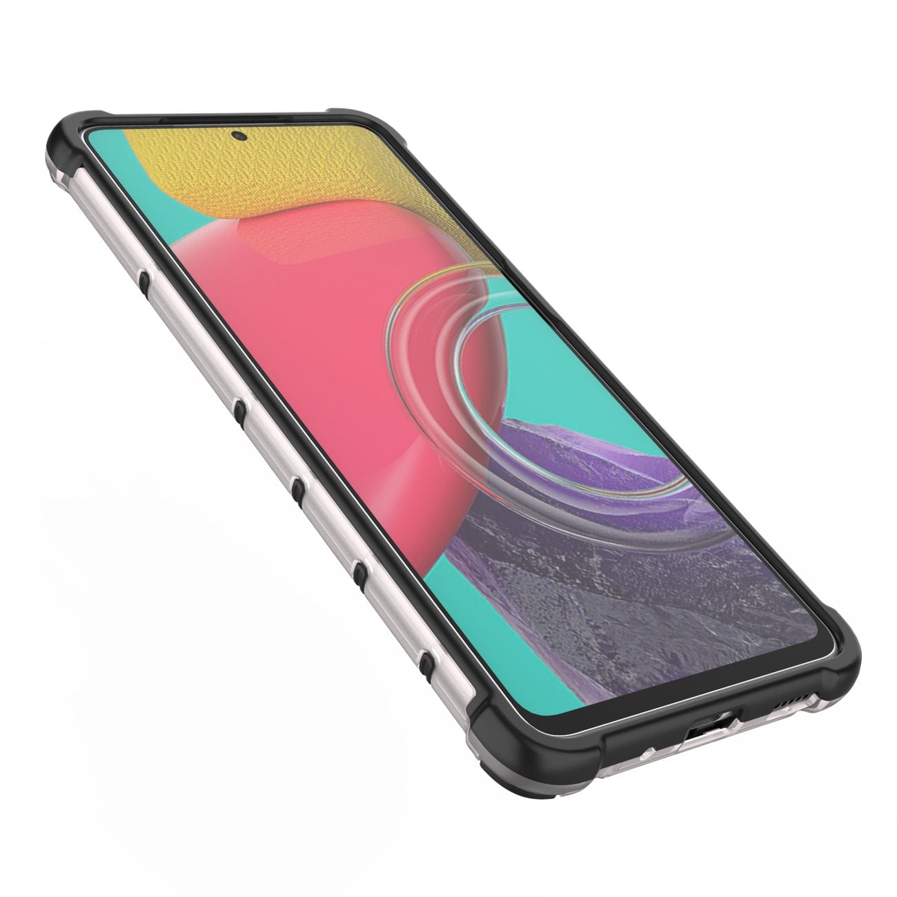 Honeycomb-etui pansrede deksel med en gelramme for Samsung Galaxy M53 5G gjennomsiktig