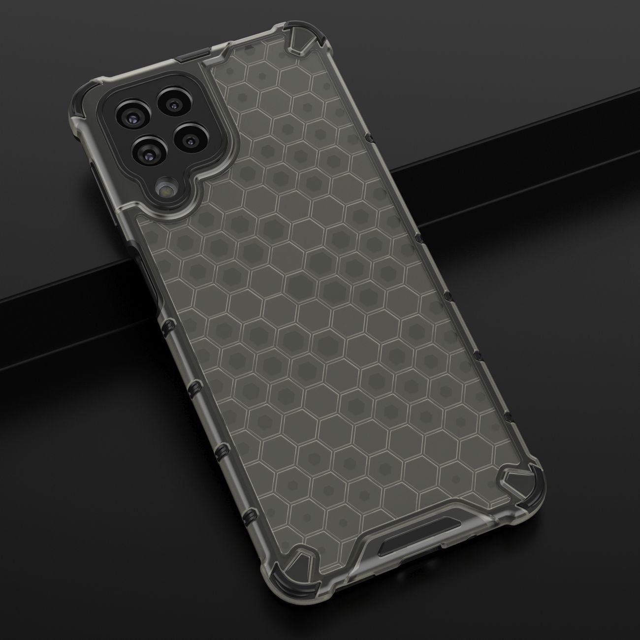 Honeycomb-etui pansrede deksel med en gelramme for Samsung Galaxy M53 5G svart