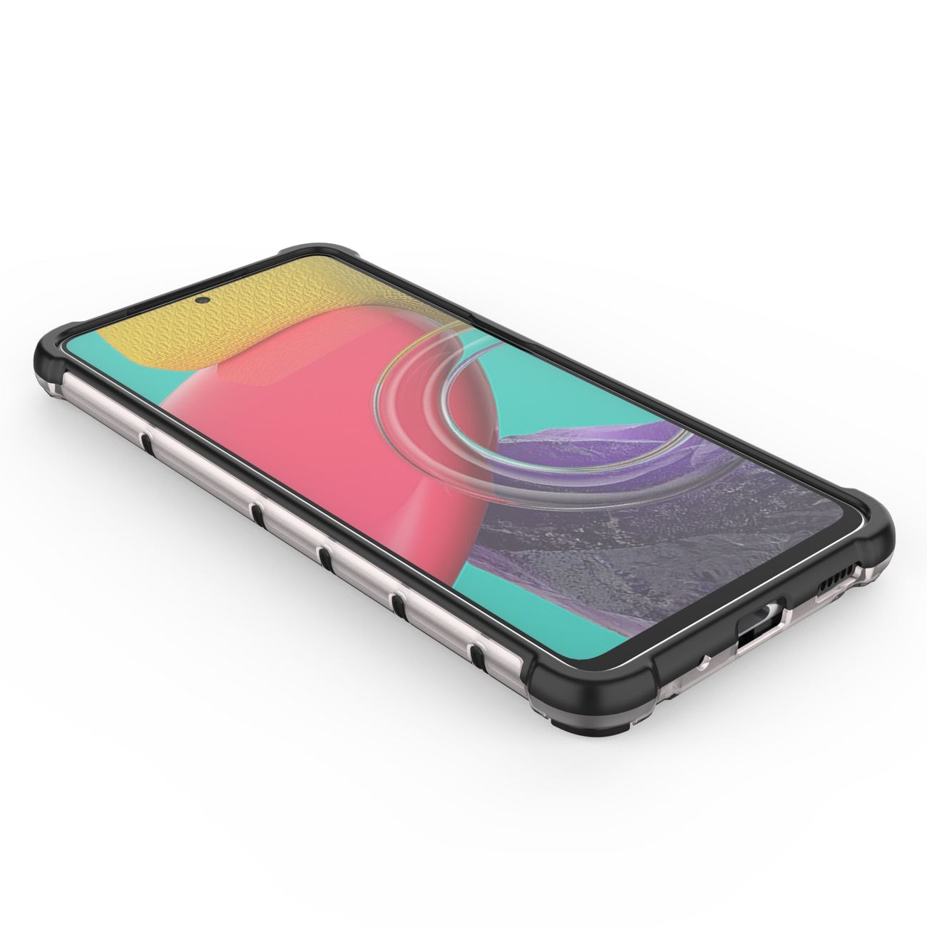 Honeycomb-etui pansrede deksel med en gelramme for Samsung Galaxy M53 5G svart